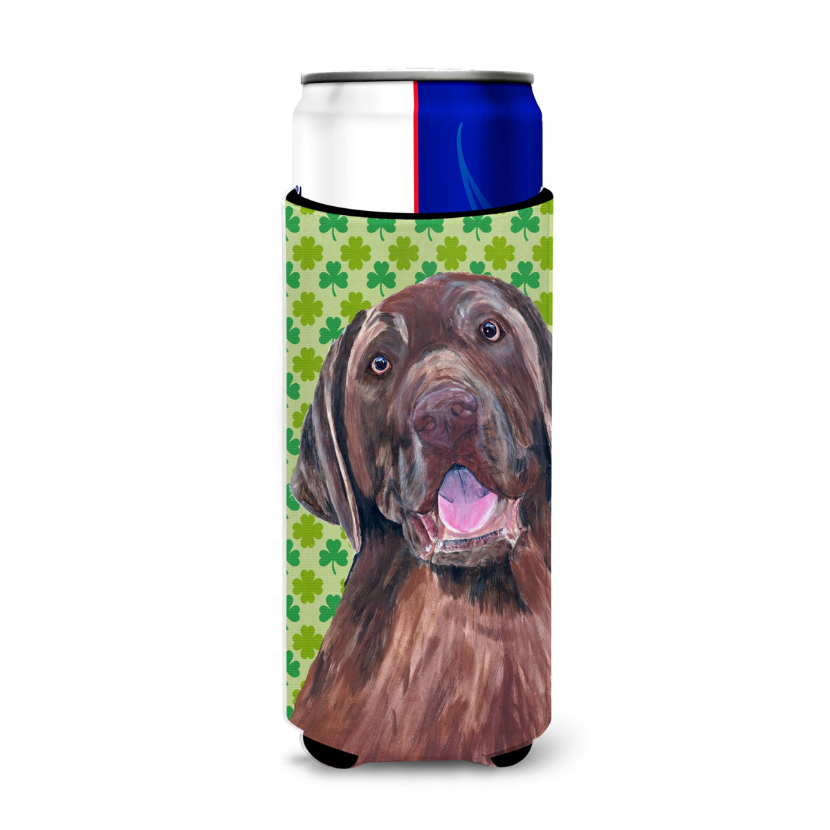Labrador Chocolate St. Patrick'S Day Shamrock Portrait Ultra Hugger For Slim Cans