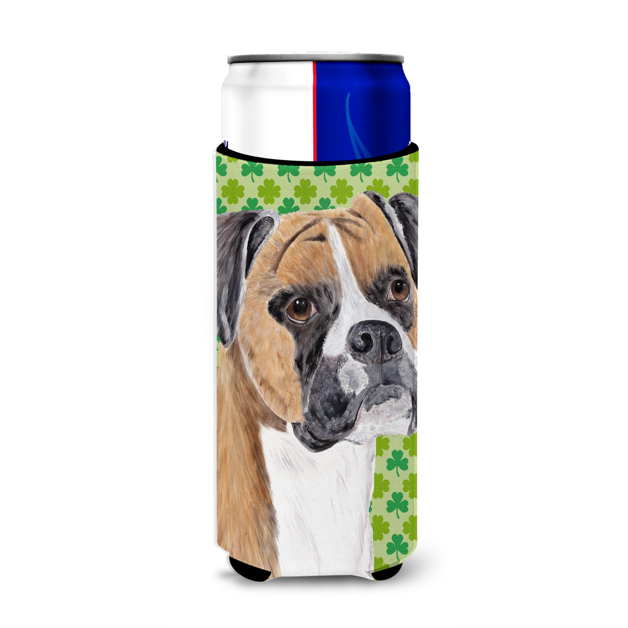 Boxer St. Patrick'S Day Shamrock Portrait Ultra Hugger For Slim Cans