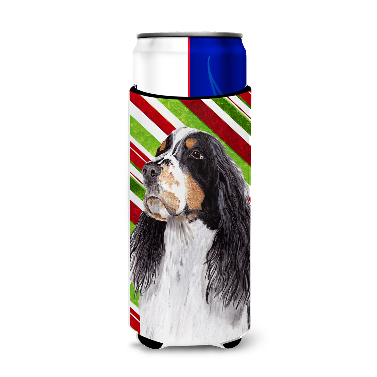Springer Spaniel Candy Cane Holiday Christmas Ultra Hugger For Slim Cans