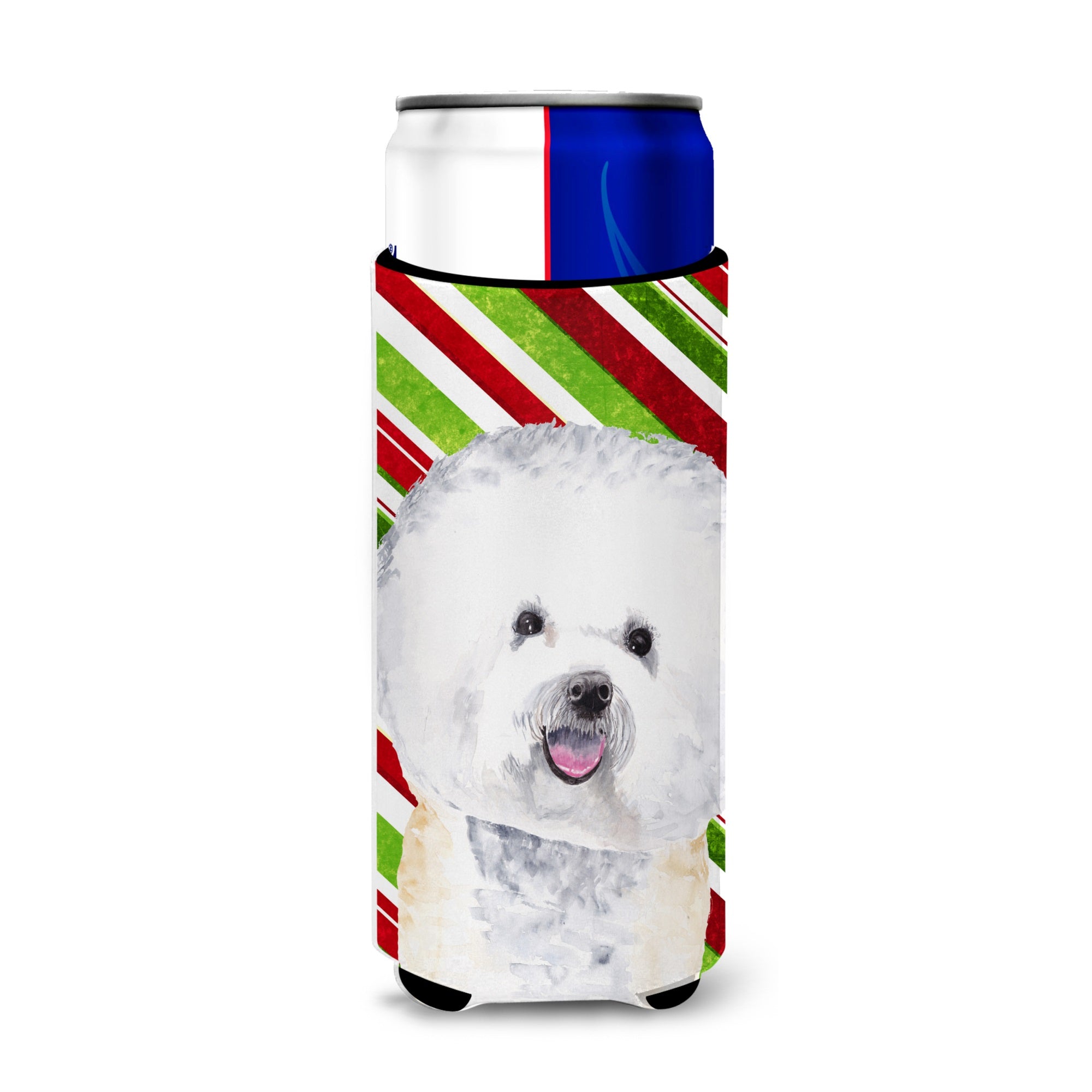 Bichon Frise Candy Cane Holiday Christmas Ultra Hugger For Slim Cans