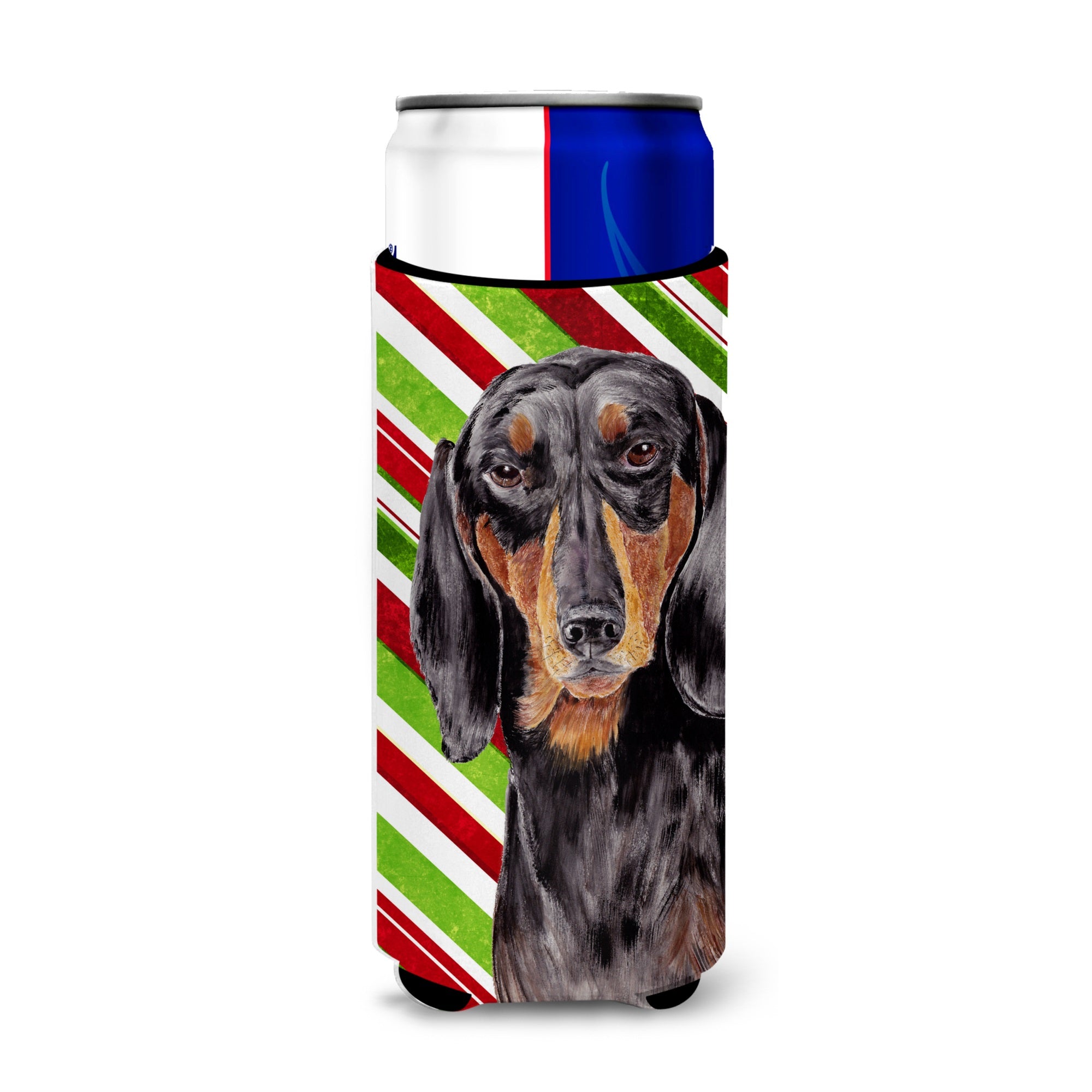 Dachshund Candy Cane Holiday Christmas Ultra Hugger For Slim Cans