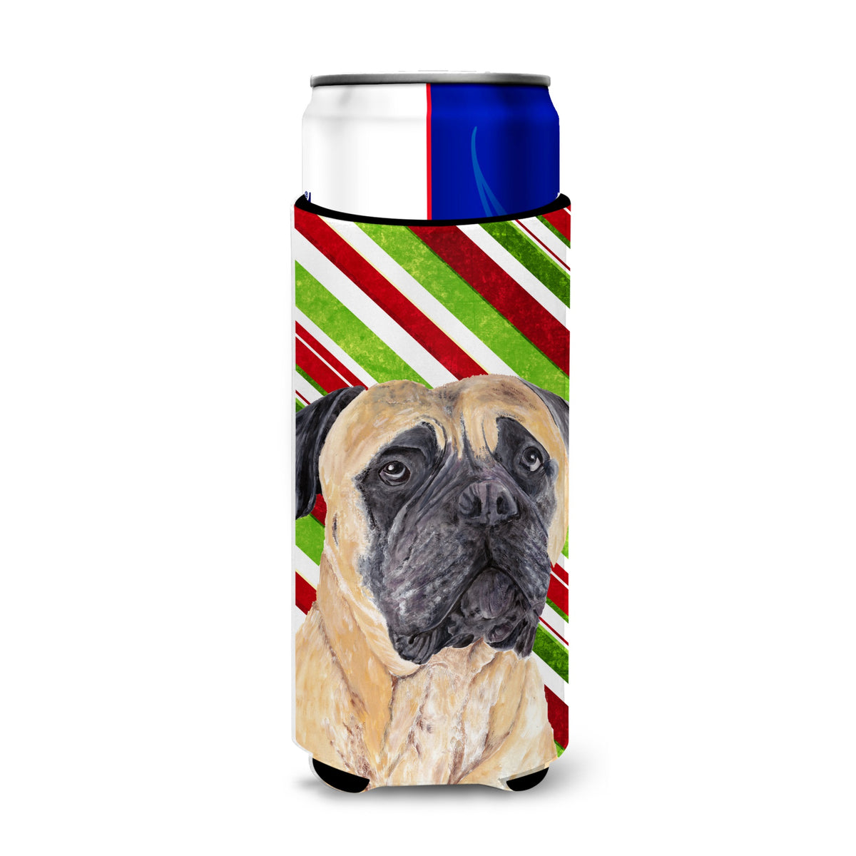 Mastiff Candy Cane Holiday Christmas Ultra Hugger For Slim Cans