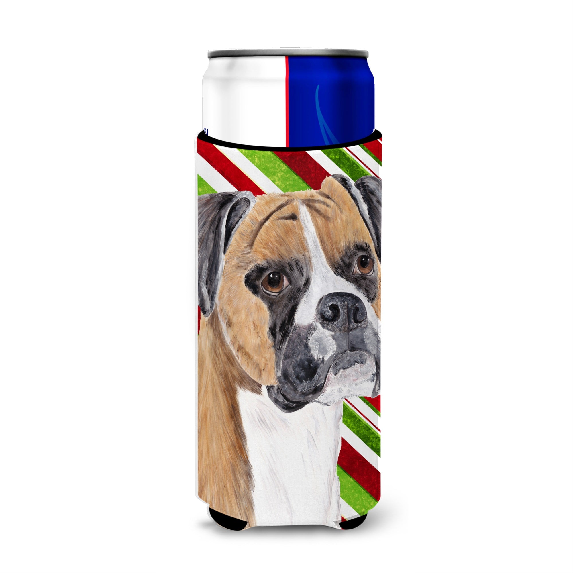 Boxer Candy Cane Holiday Christmas Ultra Hugger For Slim Cans
