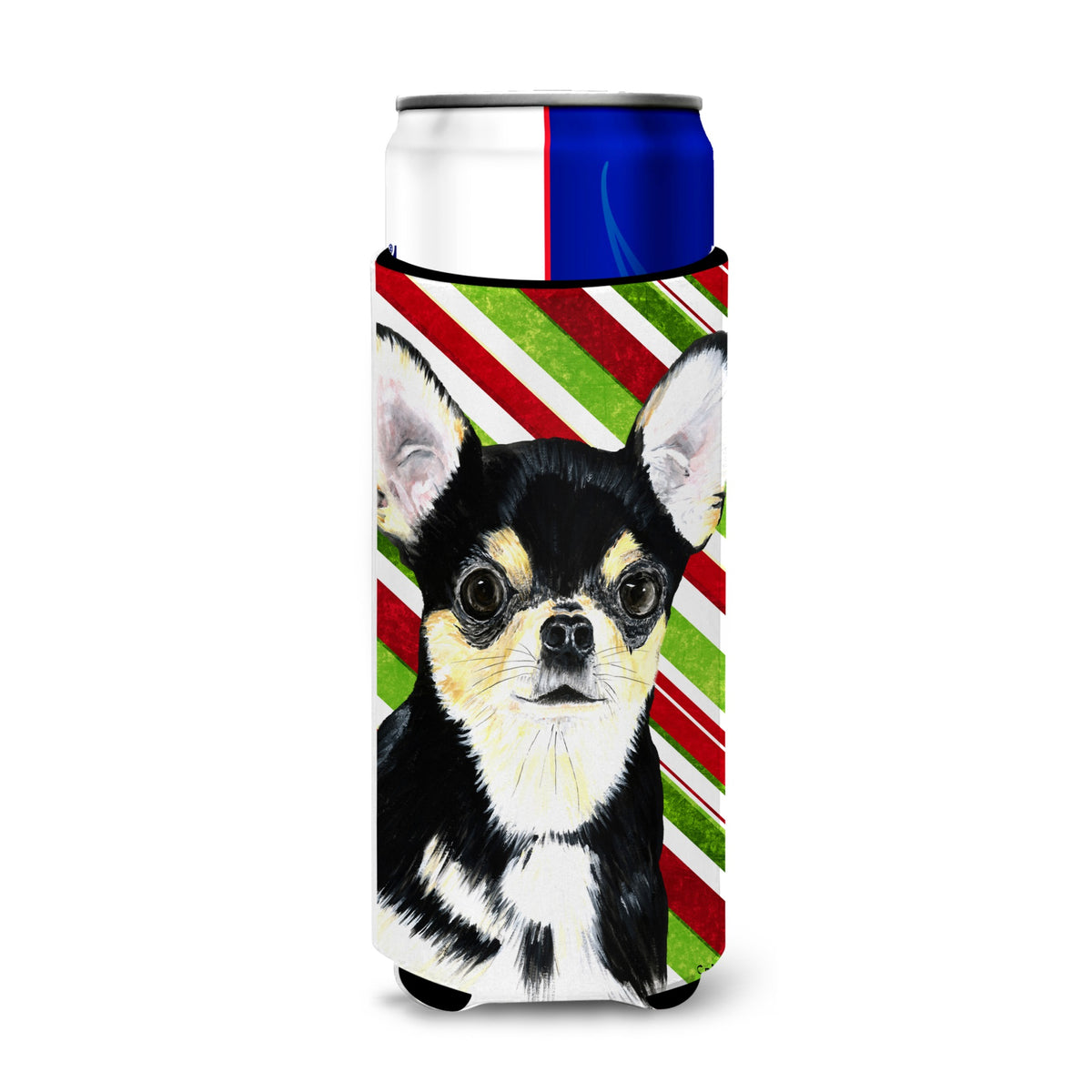 Chihuahua Candy Cane Holiday Christmas Ultra Hugger For Slim Cans