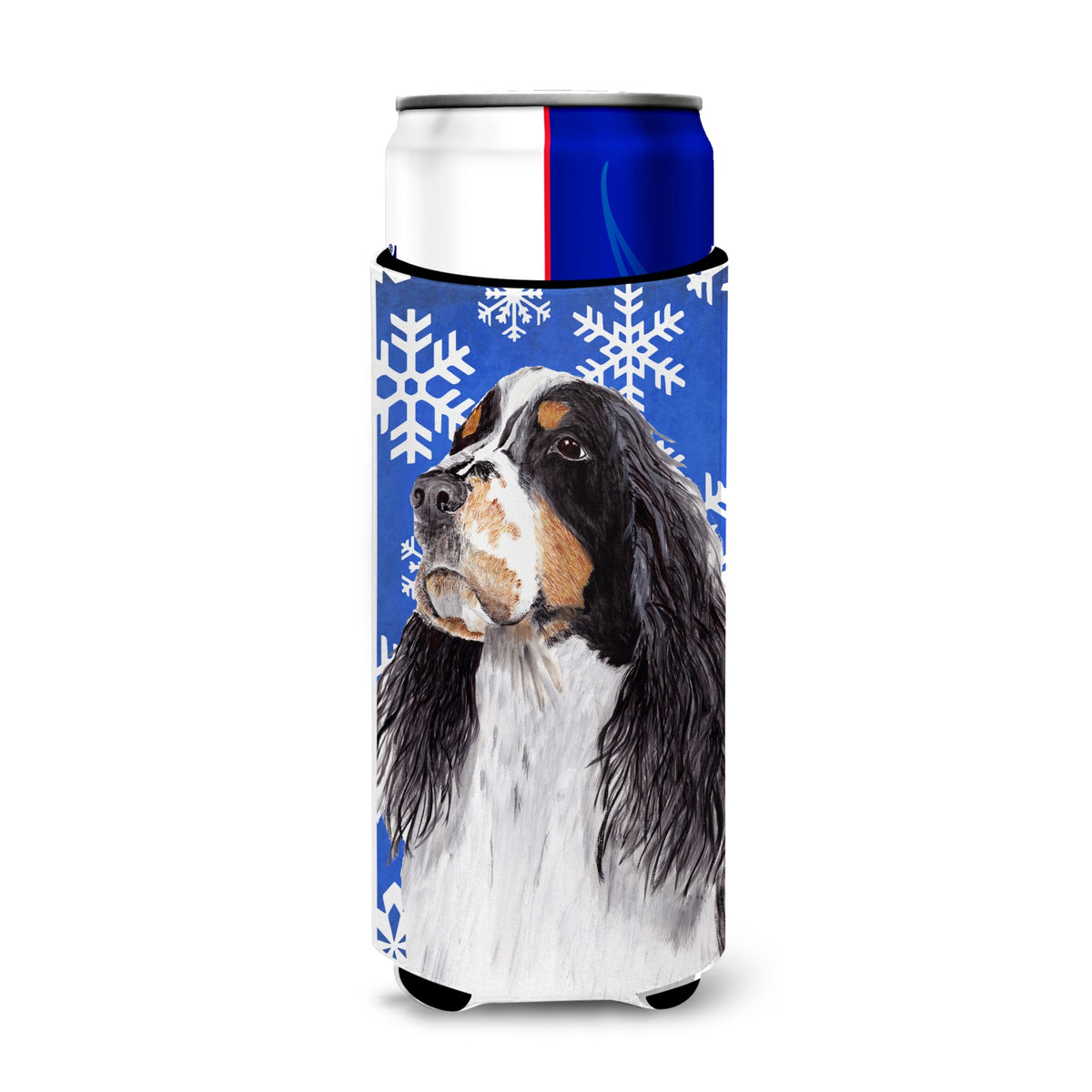 Springer Spaniel Winter Snowflakes Holiday Ultra Hugger For Slim Cans