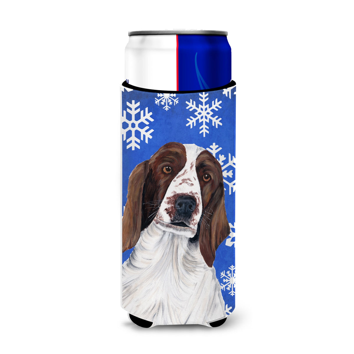 Welsh Springer Spaniel Winter Snowflakes Holiday Ultra Hugger For Slim Cans