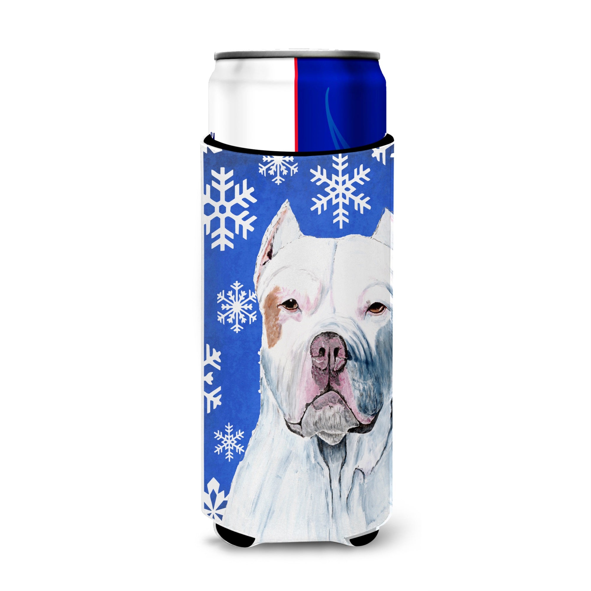 Pit Bull Winter Snowflakes Holiday Ultra Hugger For Slim Cans
