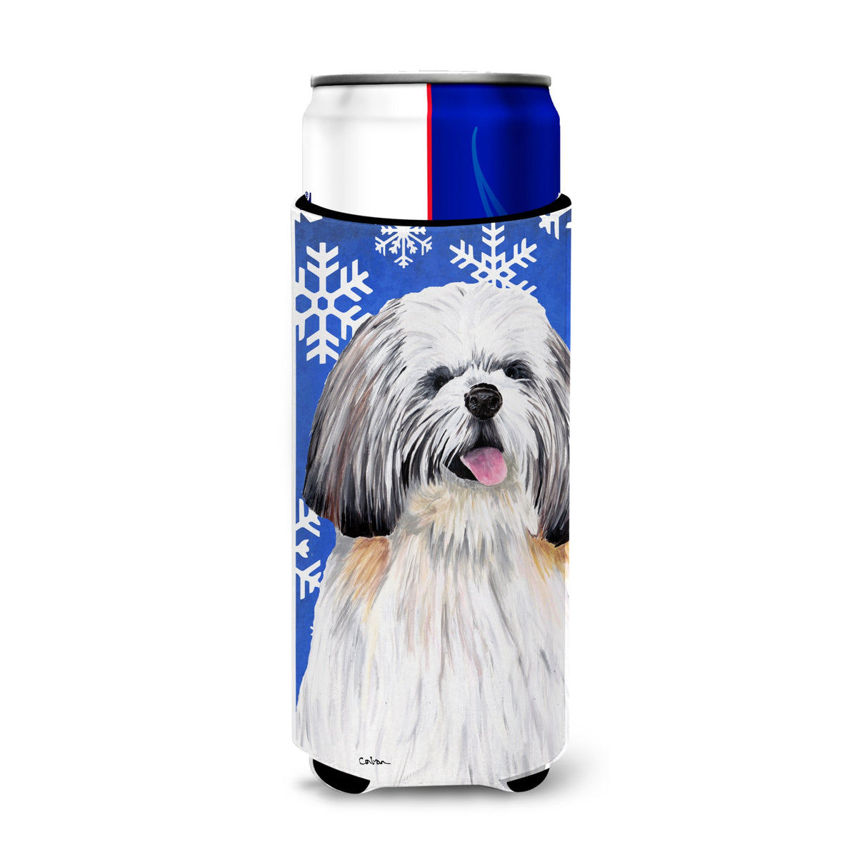 Shih Tzu Winter Snowflakes Holiday Ultra Hugger For Slim Cans