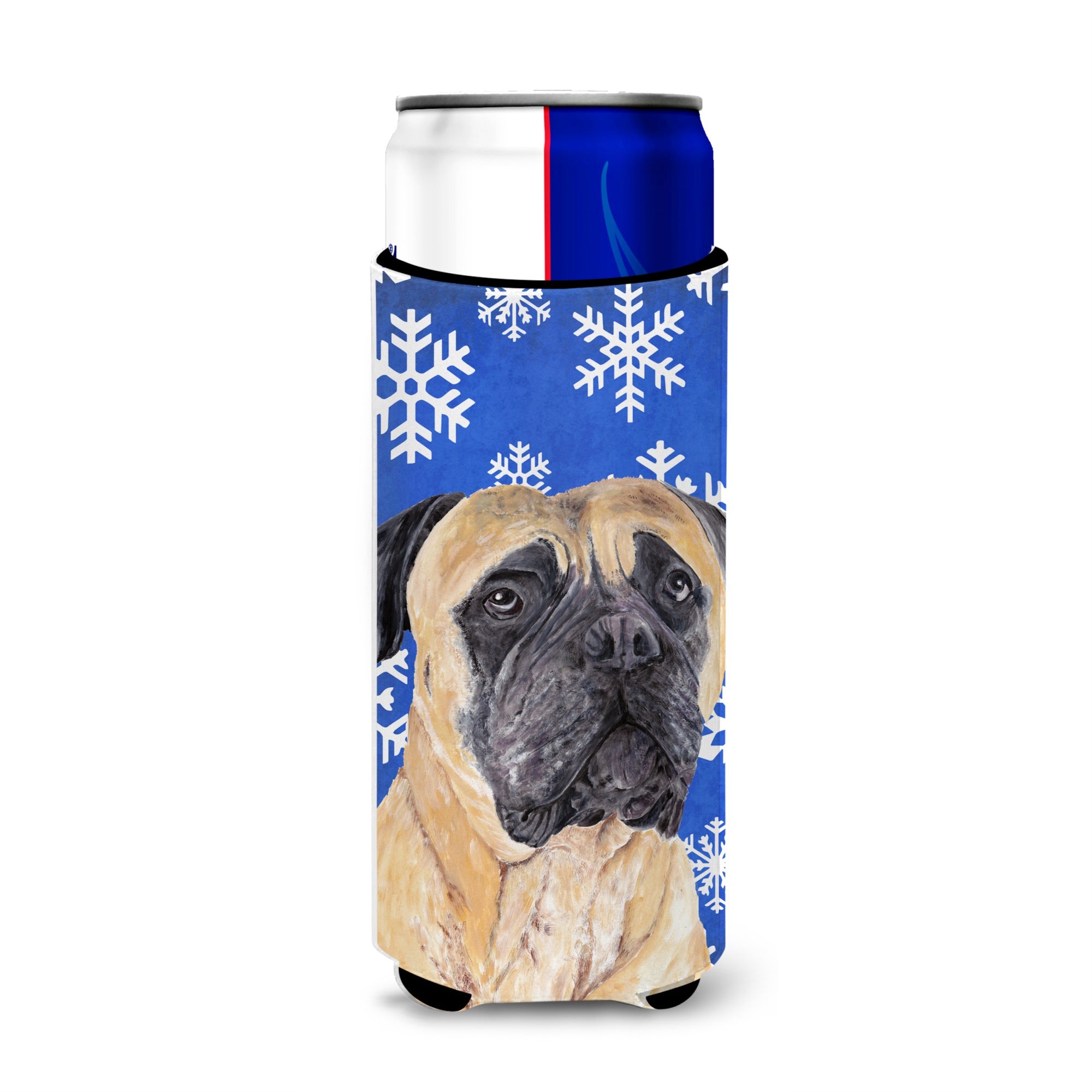 Mastiff Winter Snowflakes Holiday Ultra Hugger For Slim Cans