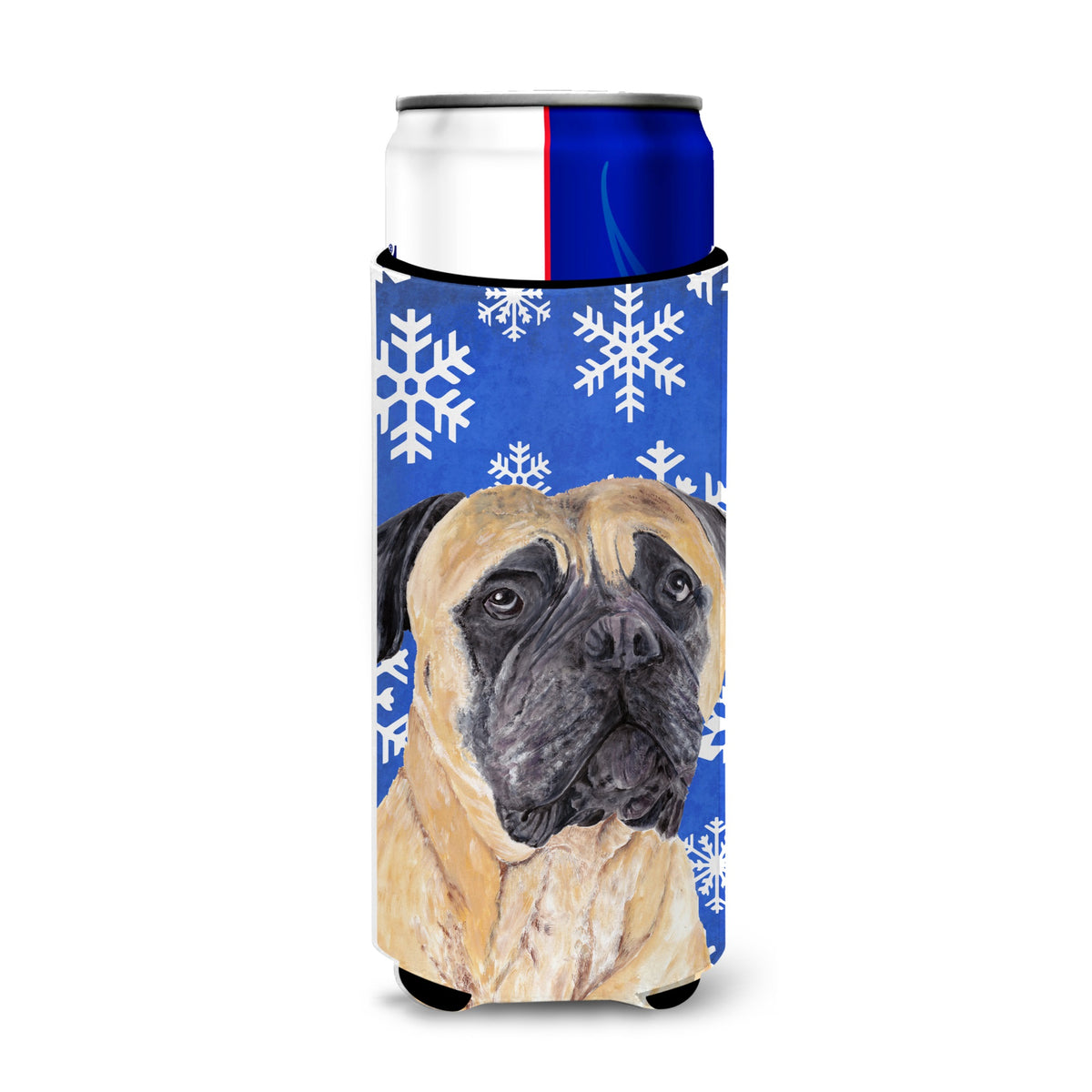 Mastiff Winter Snowflakes Holiday Ultra Hugger For Slim Cans