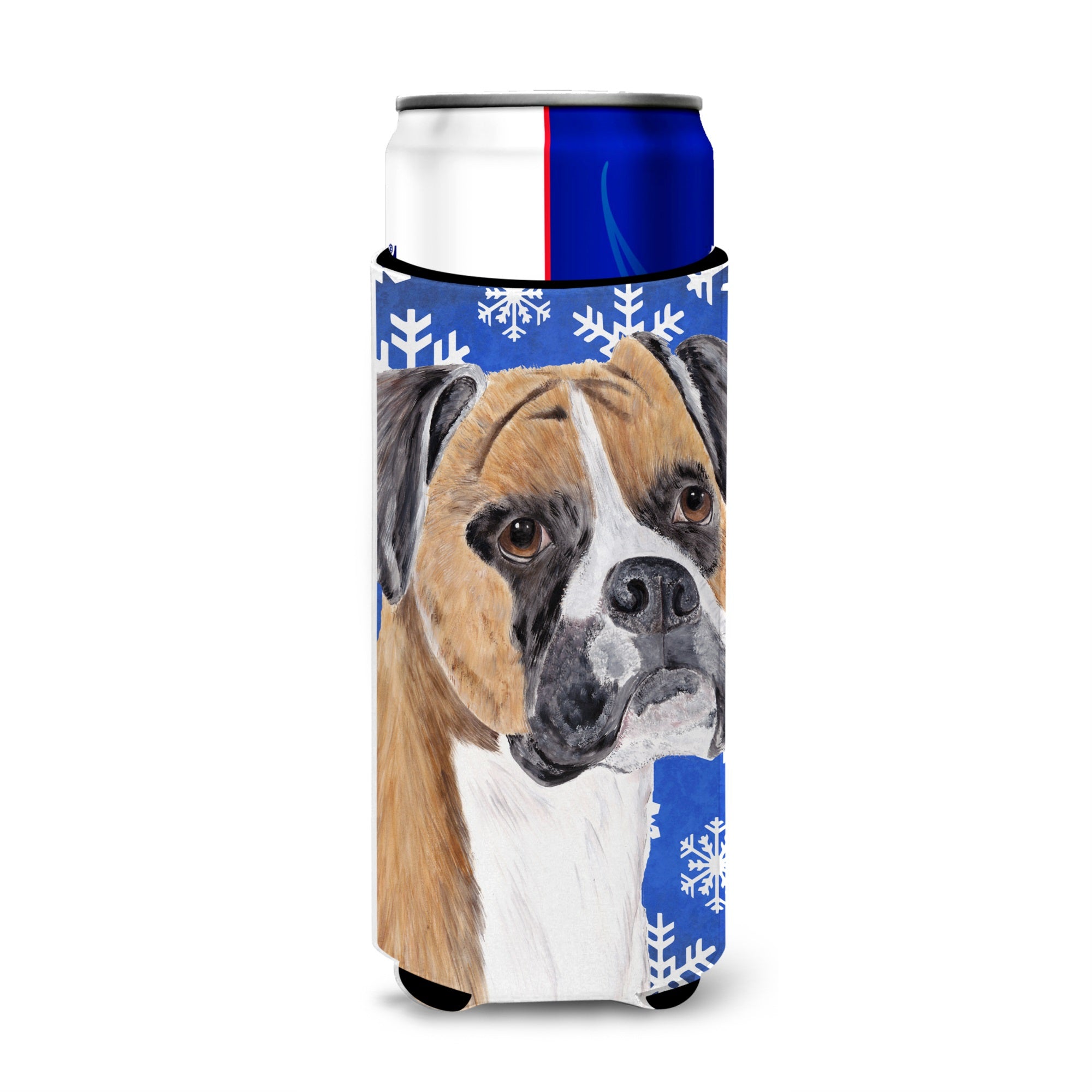 Boxer Winter Snowflakes Holiday Ultra Hugger For Slim Cans