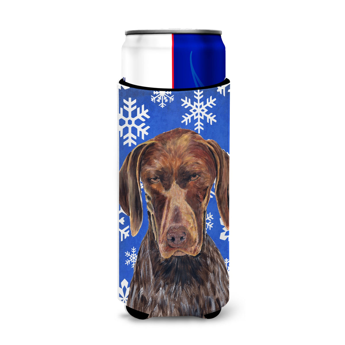 German Shorthaired Pointer Winter Snowflakes Holiday Ultra Hugger For Slim Cans