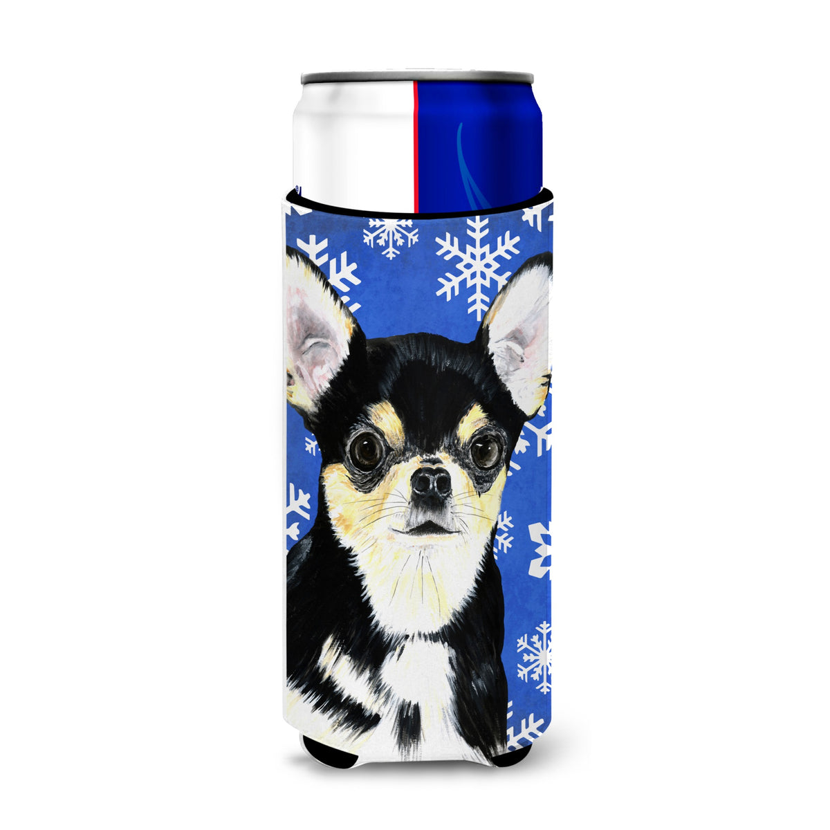 Chihuahua Winter Snowflakes Holiday Ultra Hugger For Slim Cans
