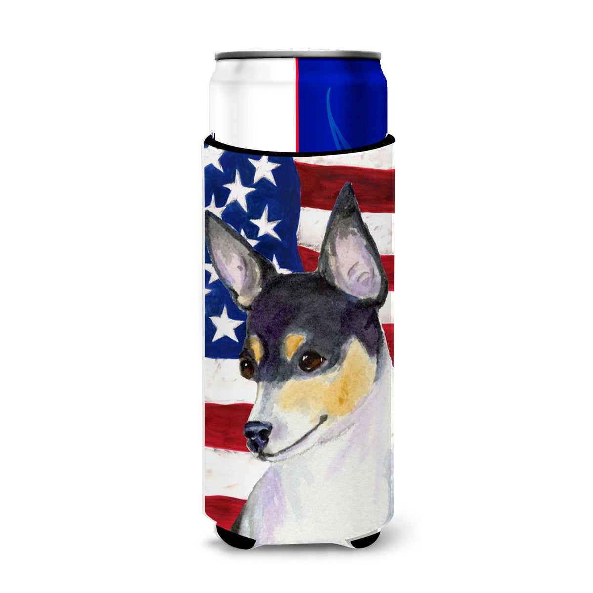 Usa American Flag With Fox Terrier Ultra Hugger For Slim Cans
