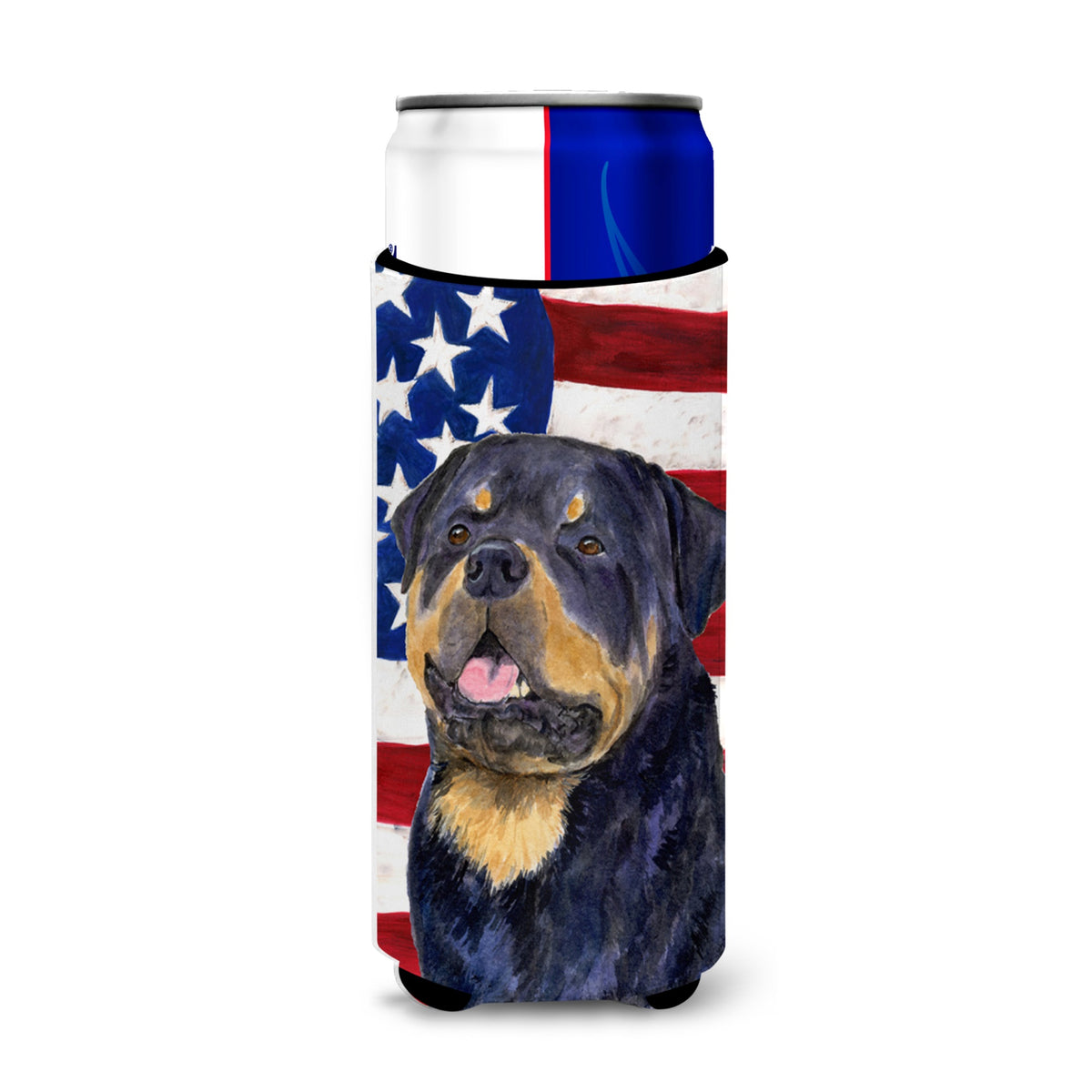 Usa American Flag With Rottweiler Ultra Hugger For Slim Cans