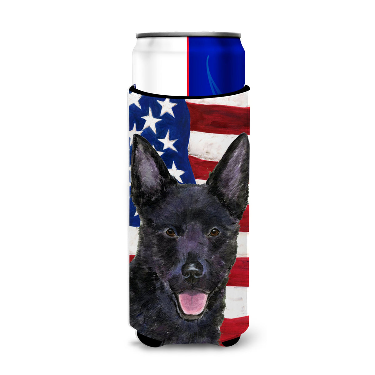 Usa American Flag With Australian Kelpie Ultra Hugger For Slim Cans