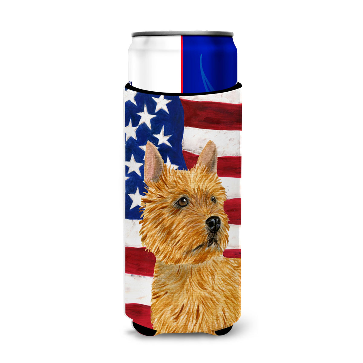Usa American Flag With Norwich Terrier Ultra Hugger For Slim Cans