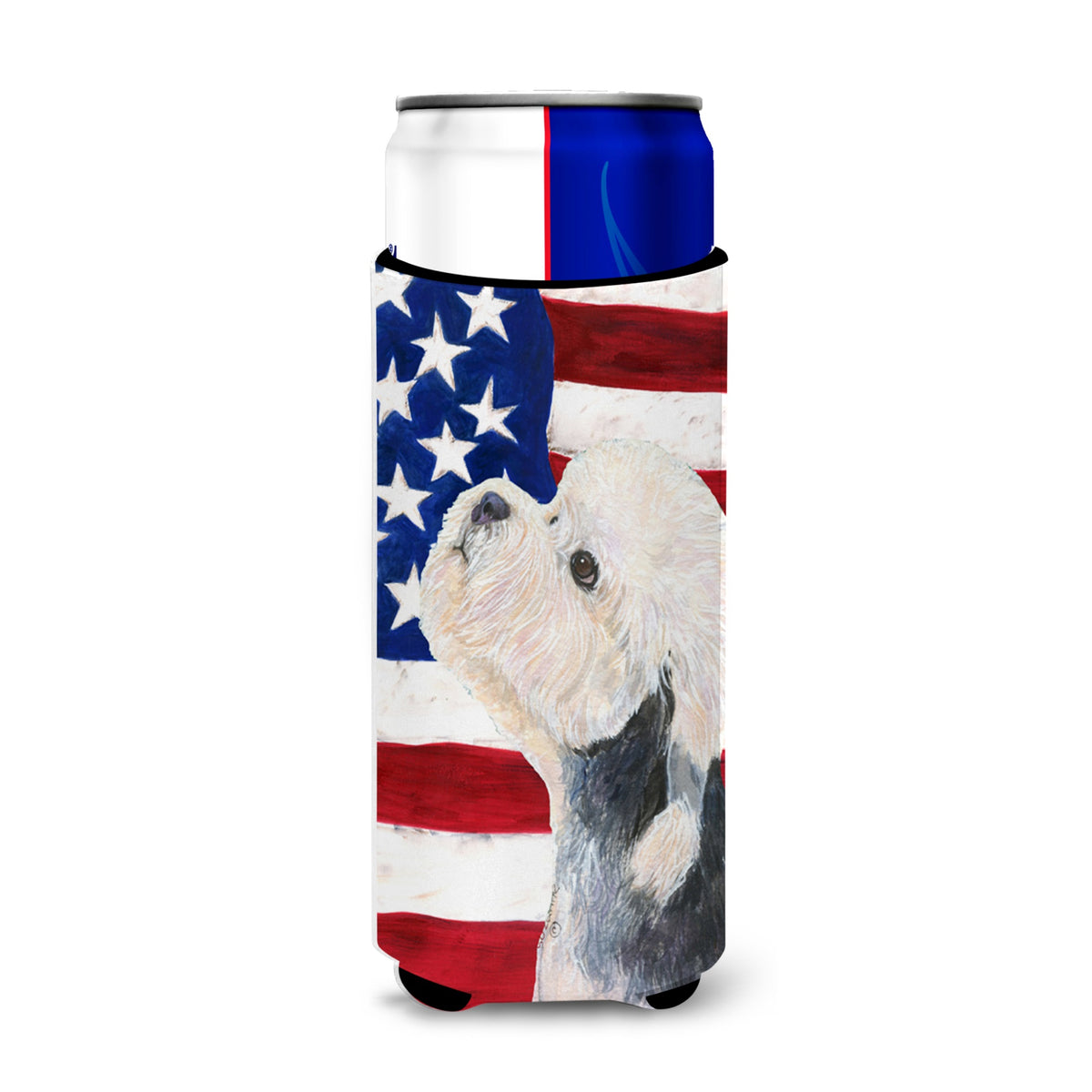 Usa American Flag With Dandie Dinmont Terrier Ultra Hugger For Slim Cans