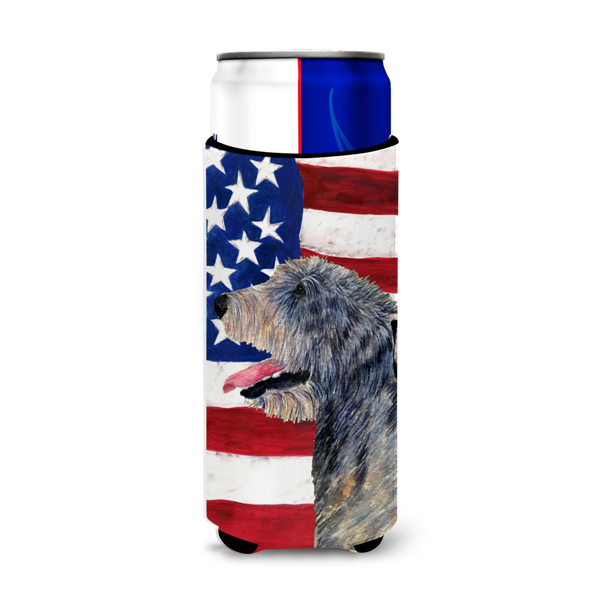 Usa American Flag With Irish Wolfhound Ultra Hugger For Slim Cans