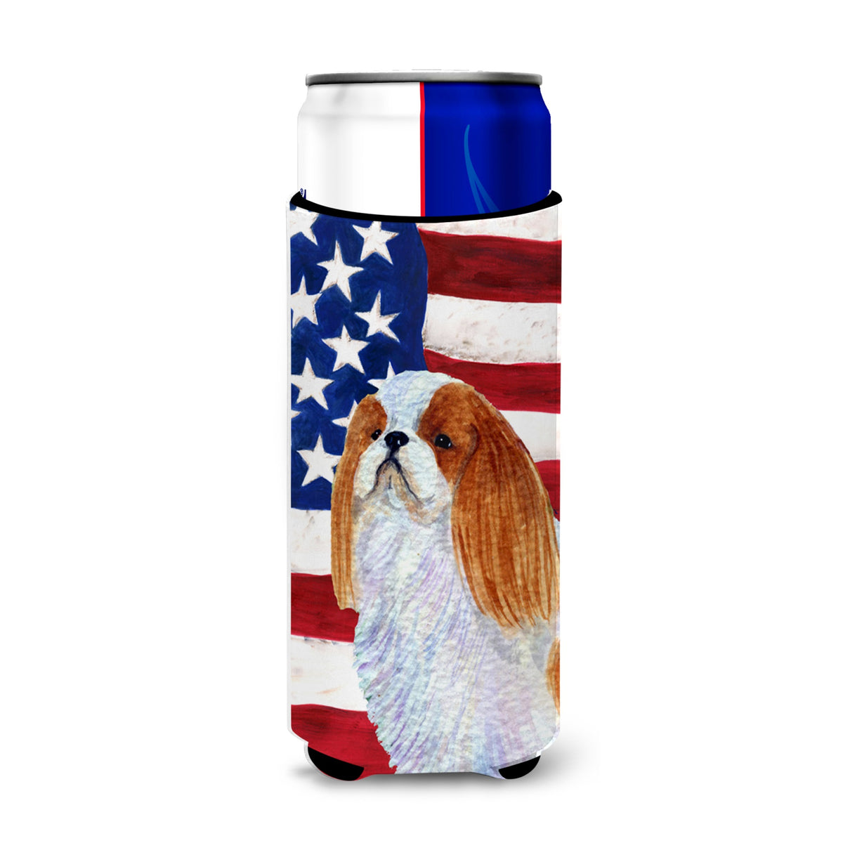 Usa American Flag With English Toy Spaiel Usa Ultra Hugger For Slim Cans