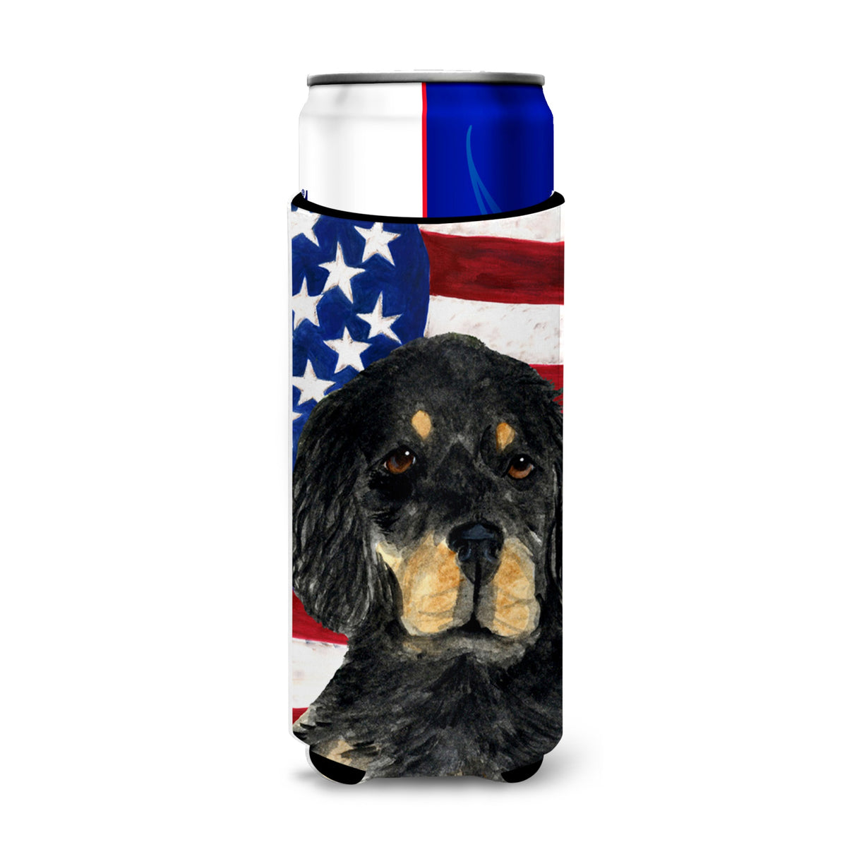 Usa American Flag With Gordon Setter Ultra Hugger For Slim Cans