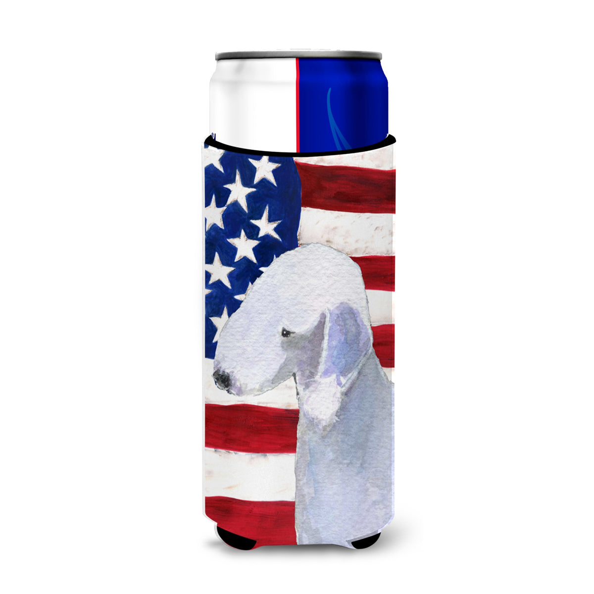 Usa American Flag With Bedlington Terrier Ultra Hugger For Slim Cans