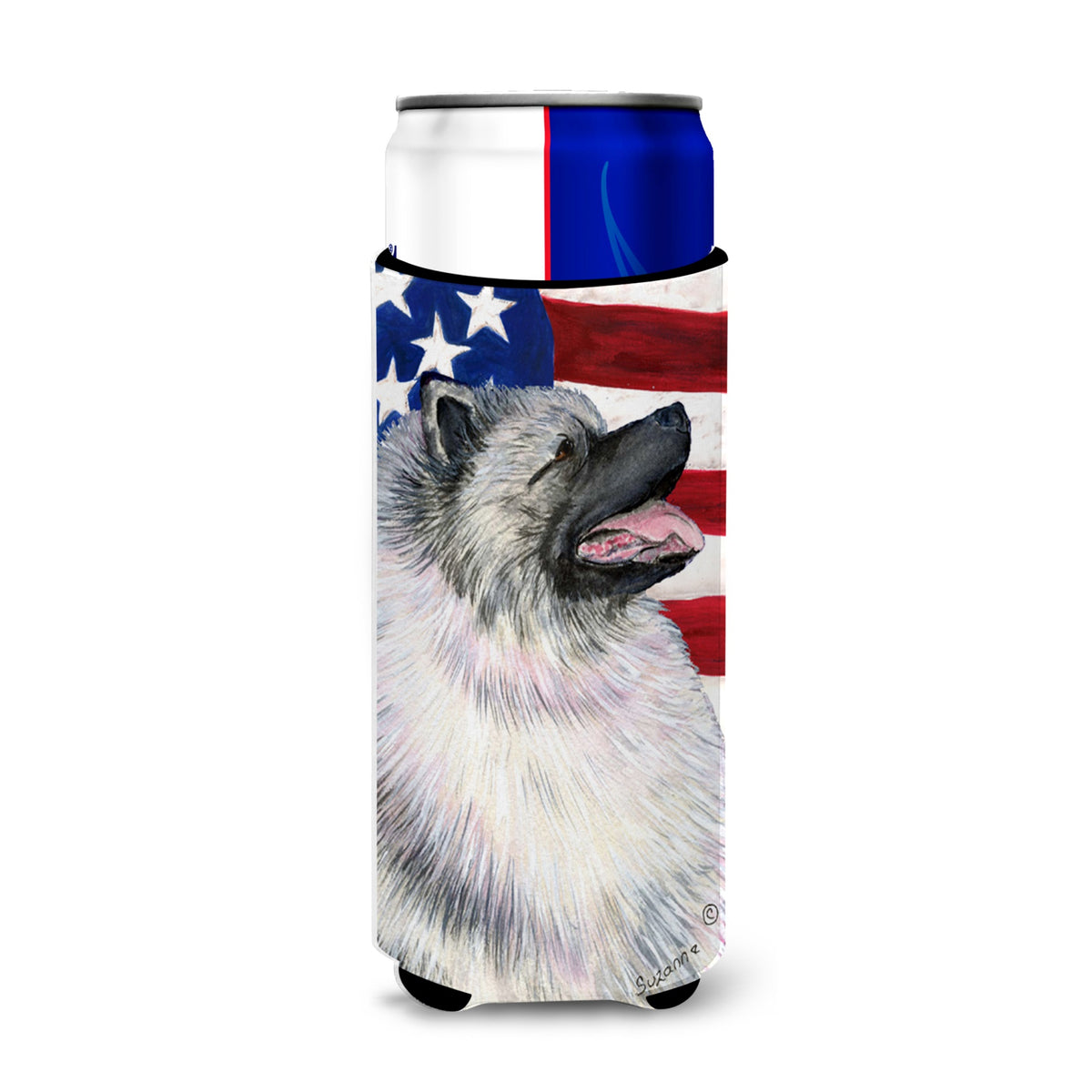 Usa American Flag With Keeshond Ultra Hugger For Slim Cans