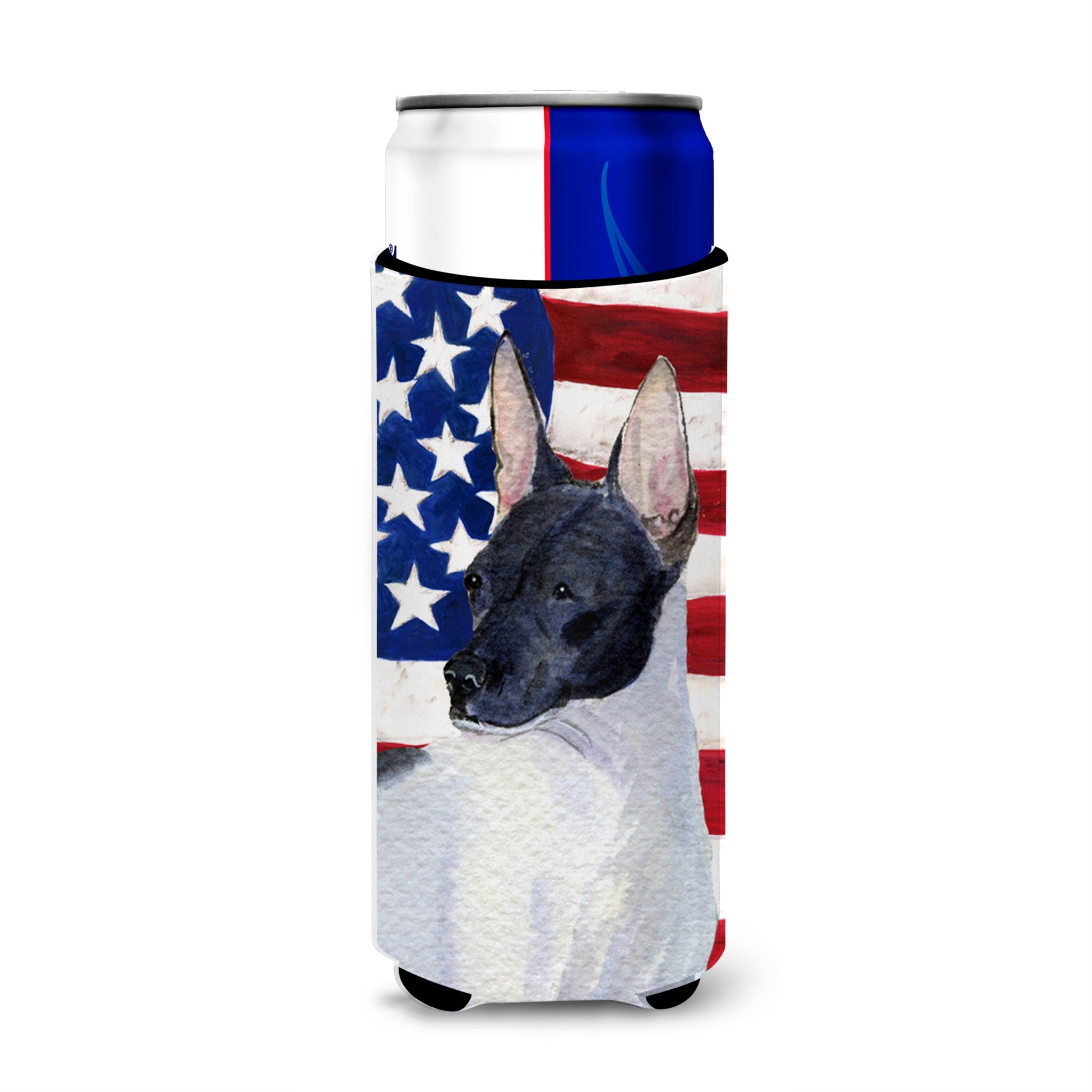 Usa American Flag With Rat Terrier Ultra Hugger For Slim Cans