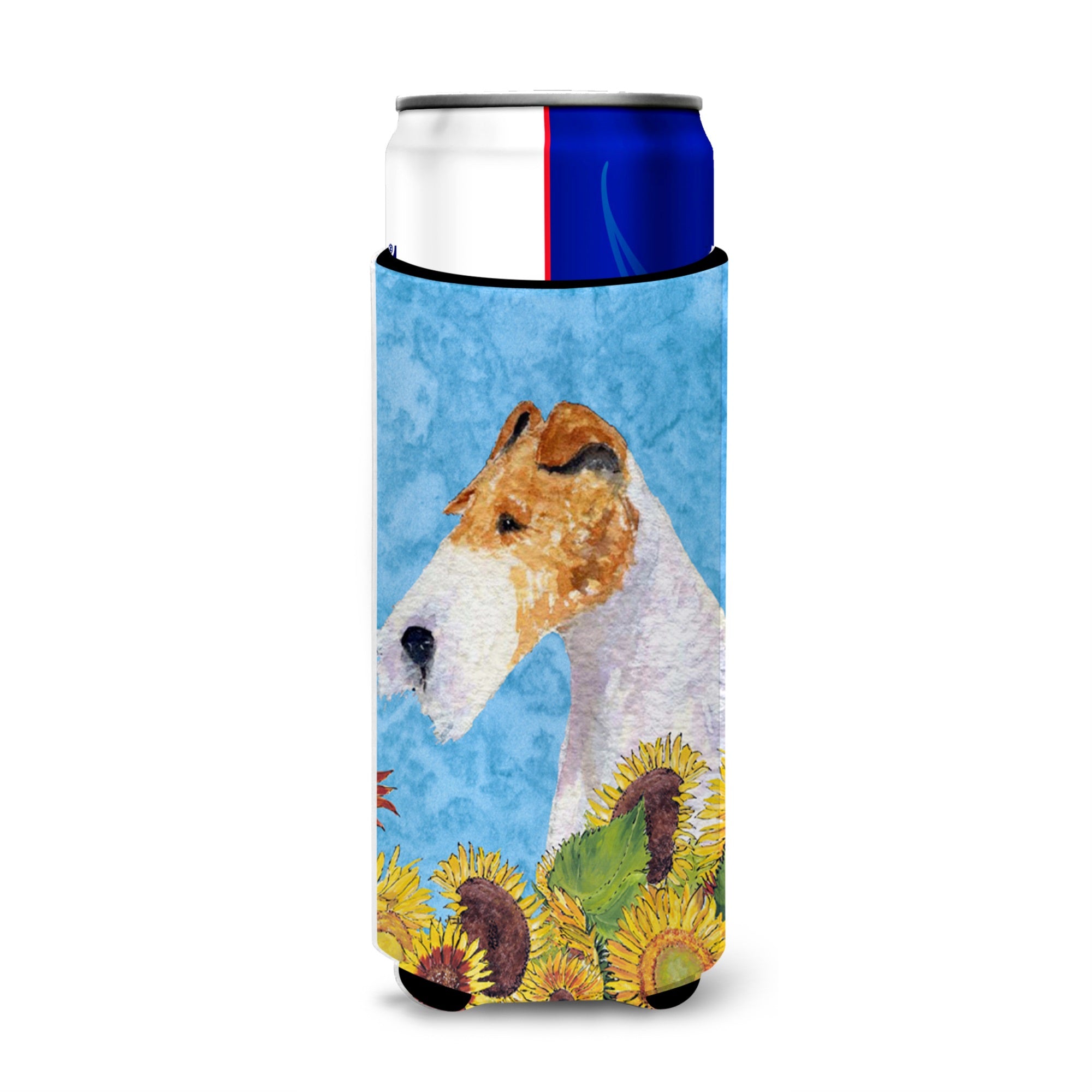 Fox Terrier In Summer Flowers Ultra Hugger For Slim Cans