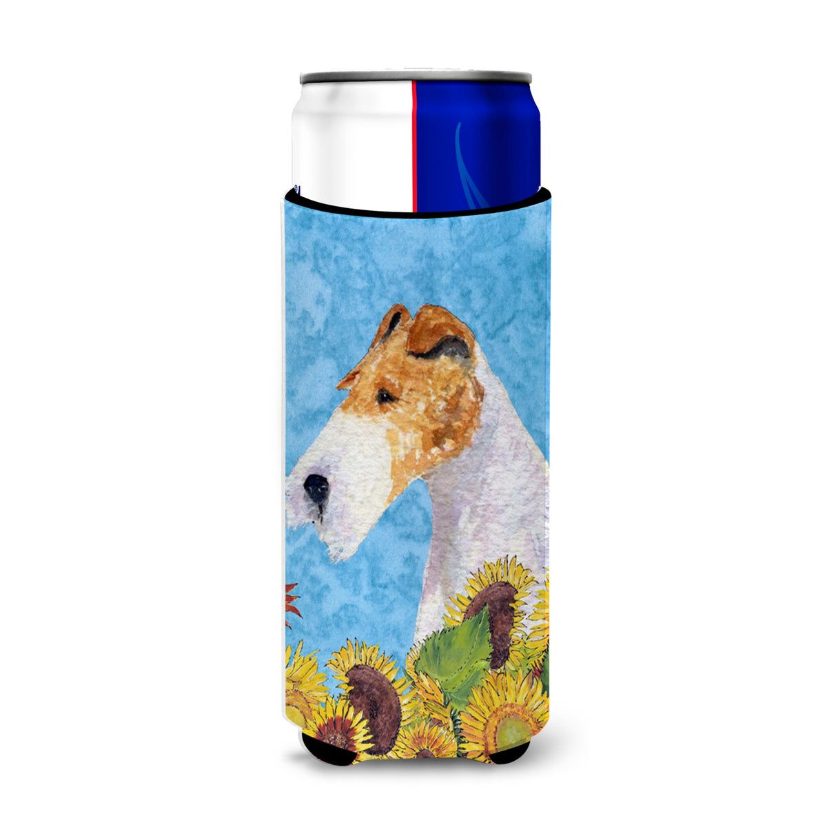 Fox Terrier In Summer Flowers Ultra Hugger For Slim Cans