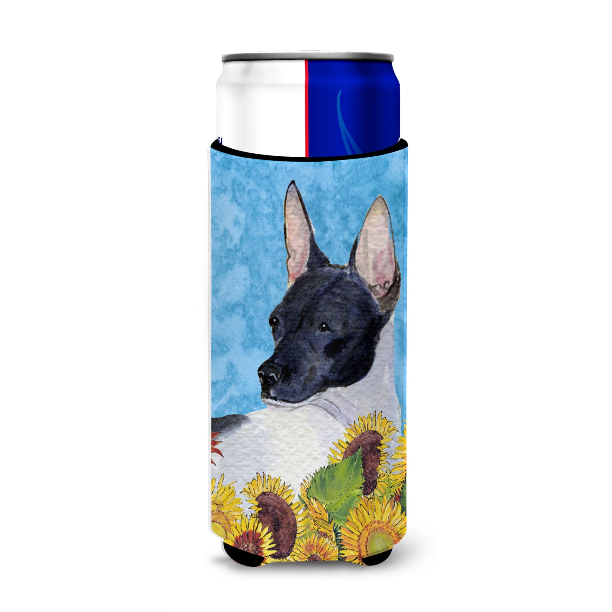 Rat Terrier In Summer Flowers Ultra Hugger For Slim Cans