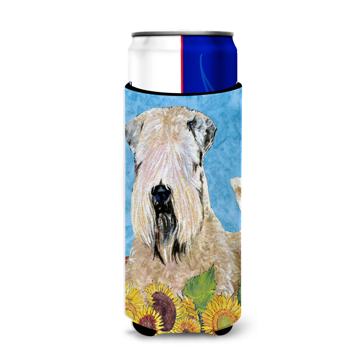 Wheaten Terrier Soft Coated In Summer Flowers Ultra Hugger For Slim Cans