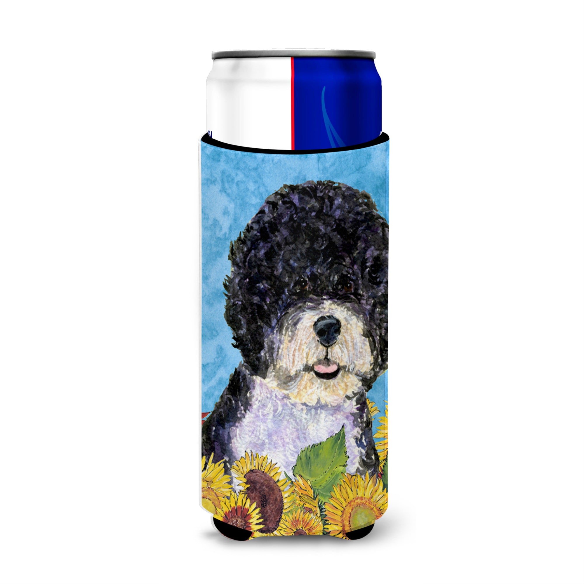 Portuguese Water Dog In Summer Flowers Ultra Hugger For Slim Cans