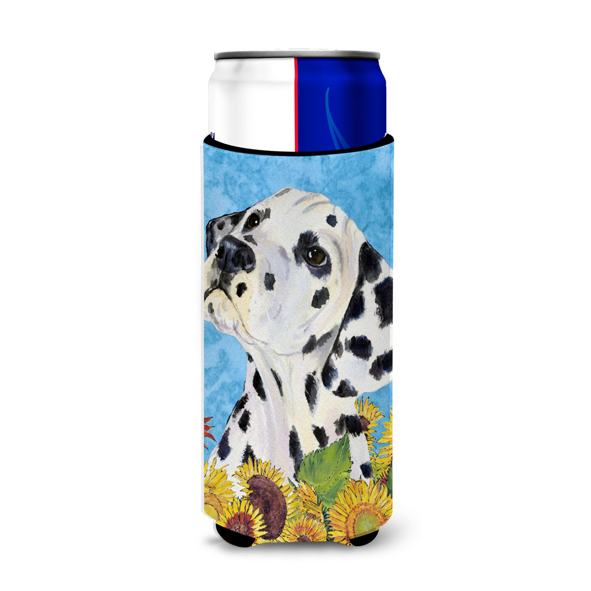 Dalmatian In Summer Flowers Ultra Hugger For Slim Cans