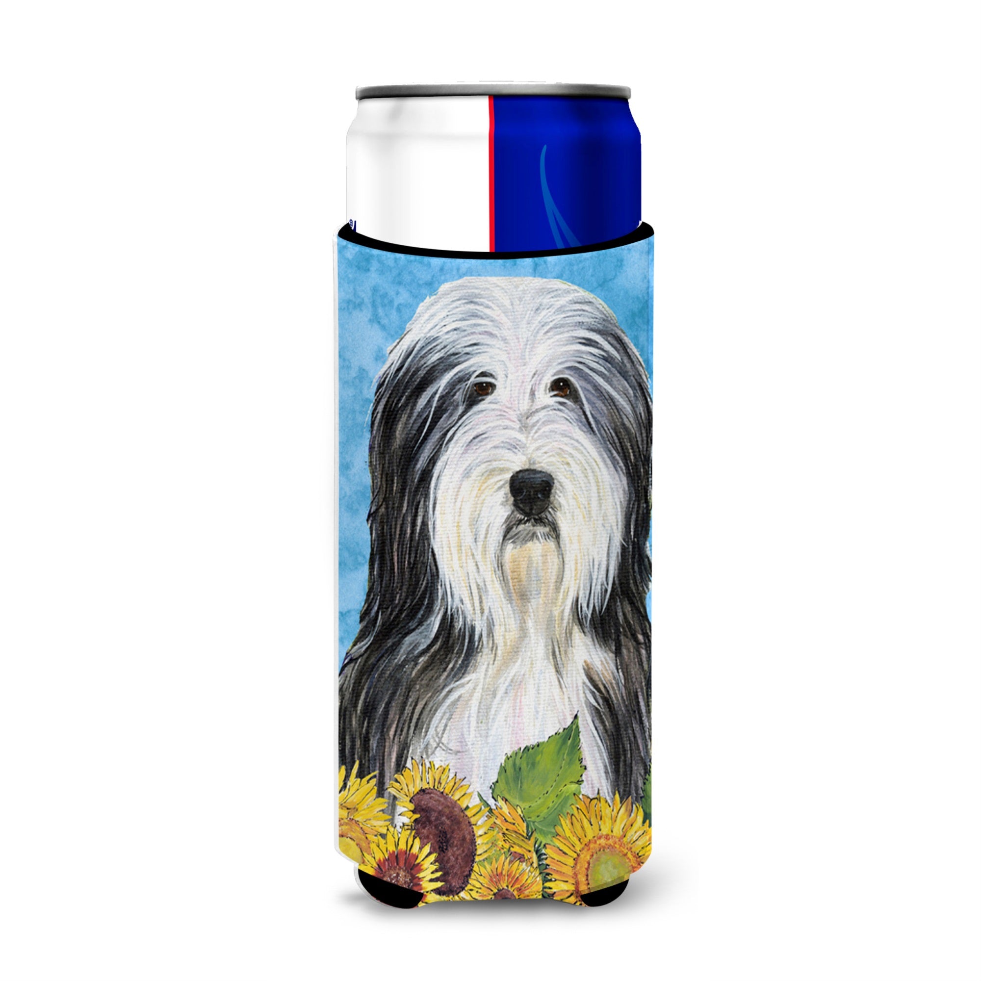 Bearded Collie In Summer Flowers Ultra Hugger For Slim Cans