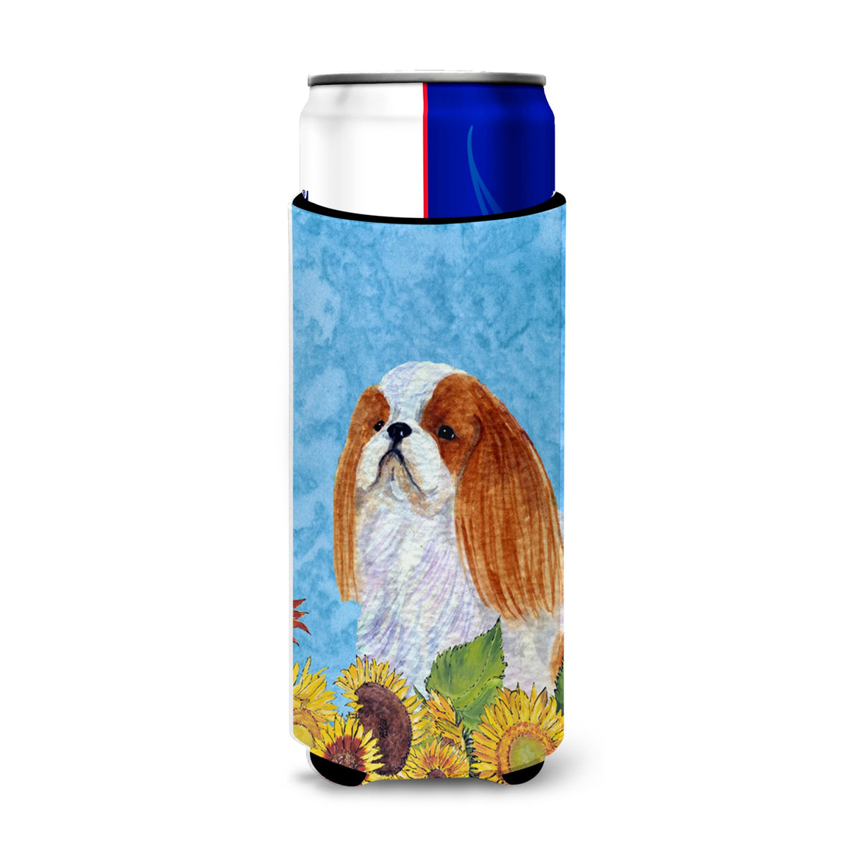 English Toy Spaniel In Summer Flowers Ultra Hugger For Slim Cans