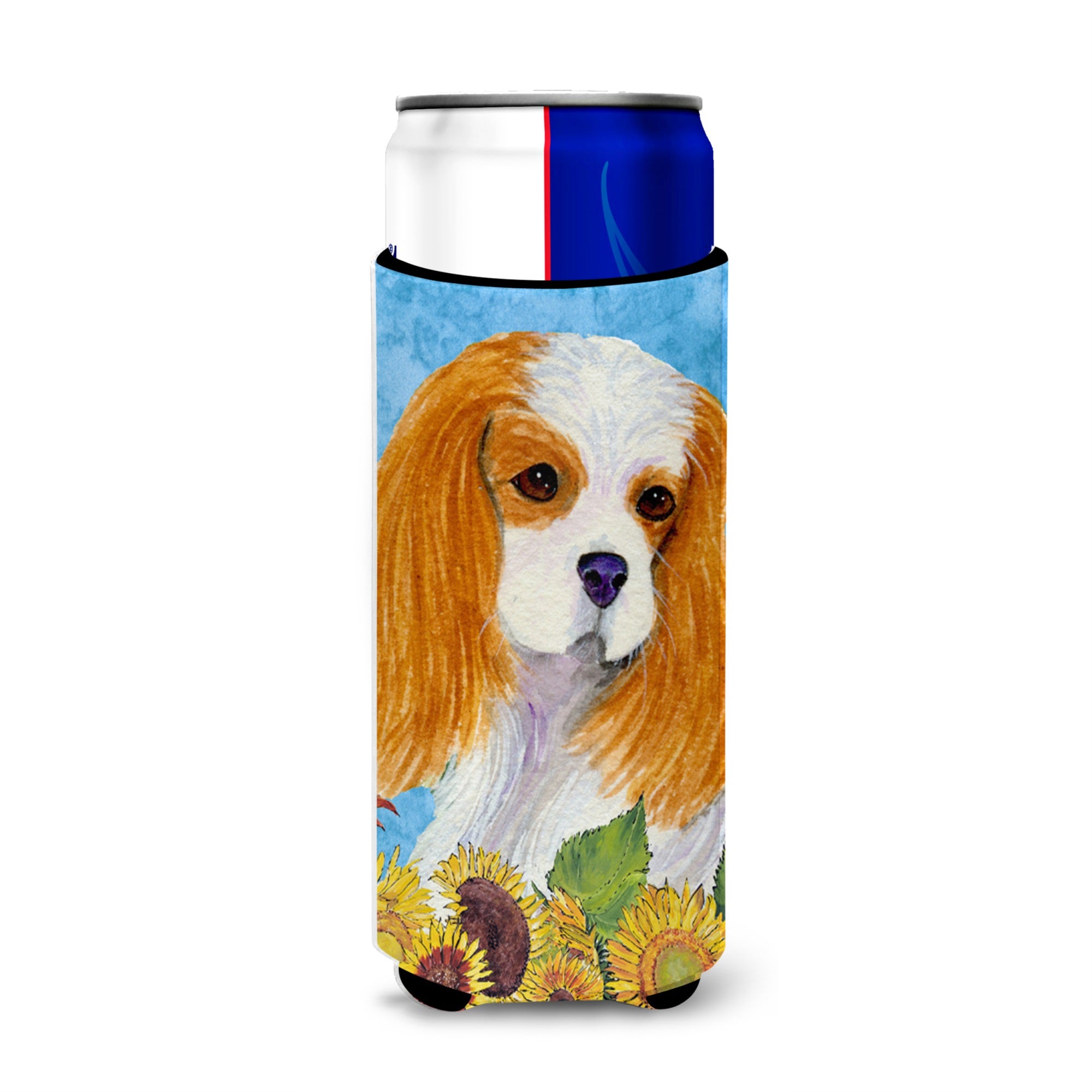 Cavalier Spaniel In Summer Flowers Ultra Hugger For Slim Cans