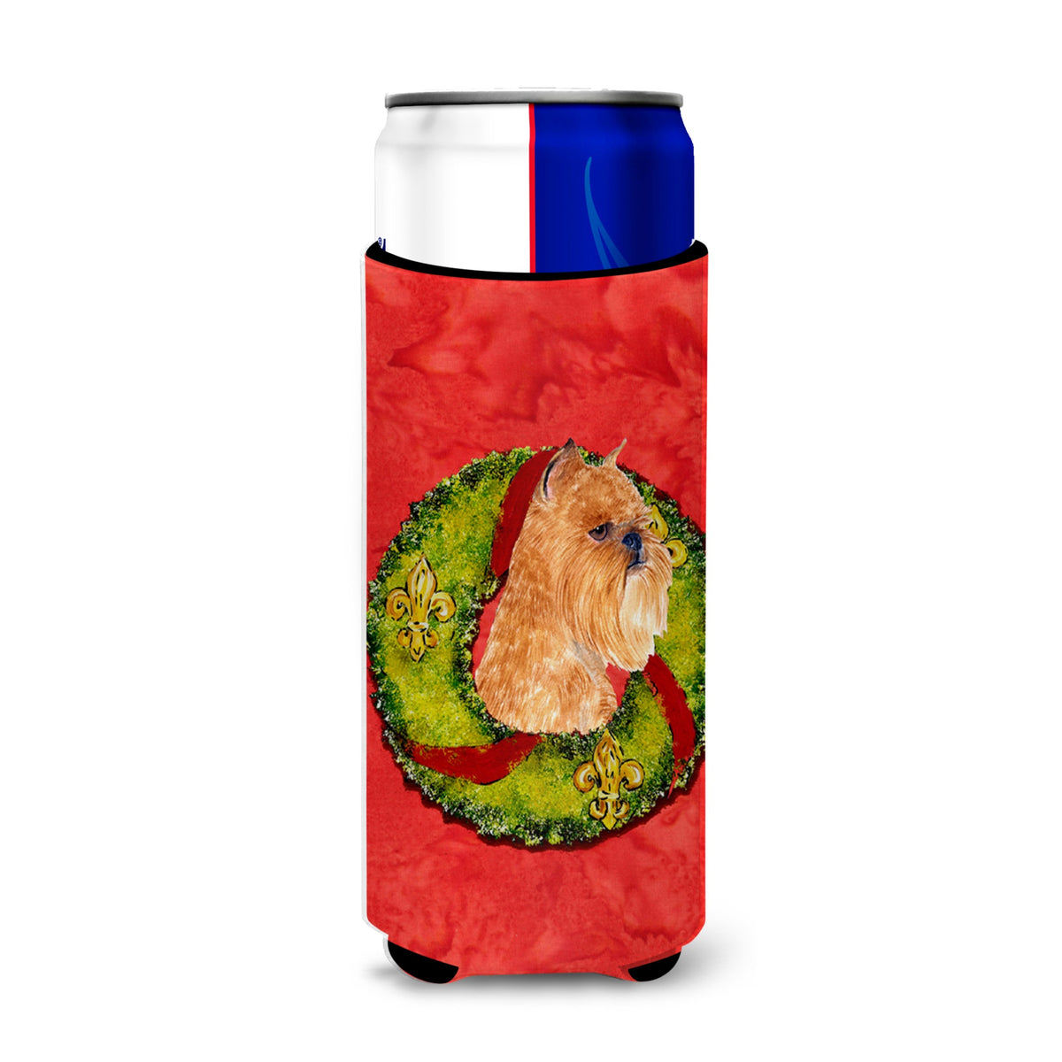 Brussels Griffon Cristmas Wreath Ultra Hugger For Slim Cans