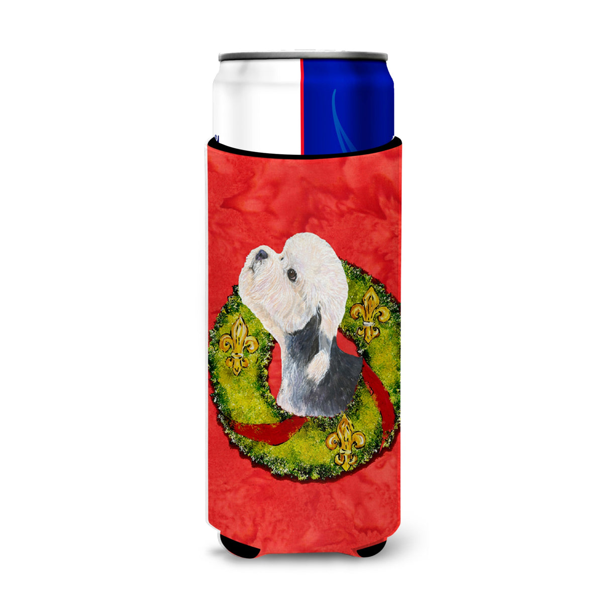 Dandie Dinmont Terrier Cristmas Wreath Ultra Hugger For Slim Cans