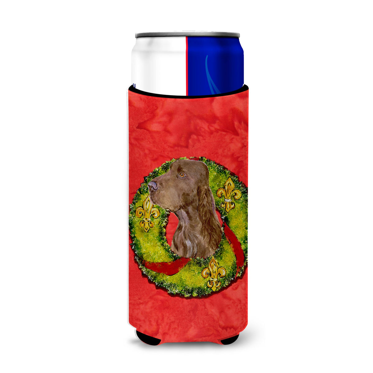 Field Spaniel Cristmas Wreath Ultra Hugger For Slim Cans
