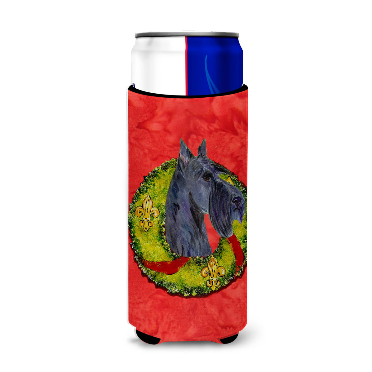 Scottish Terrier Cristmas Wreath Ultra Hugger For Slim Cans