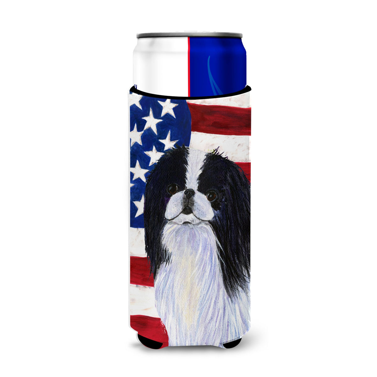 Usa American Flag With Japanese Chin Ultra Hugger For Slim Cans