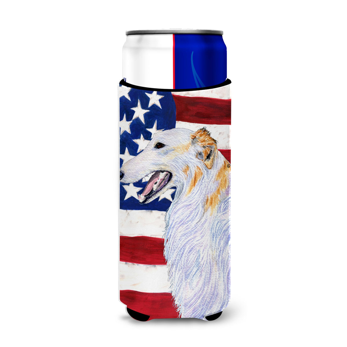 Usa American Flag With Borzoi Ultra Hugger For Slim Cans