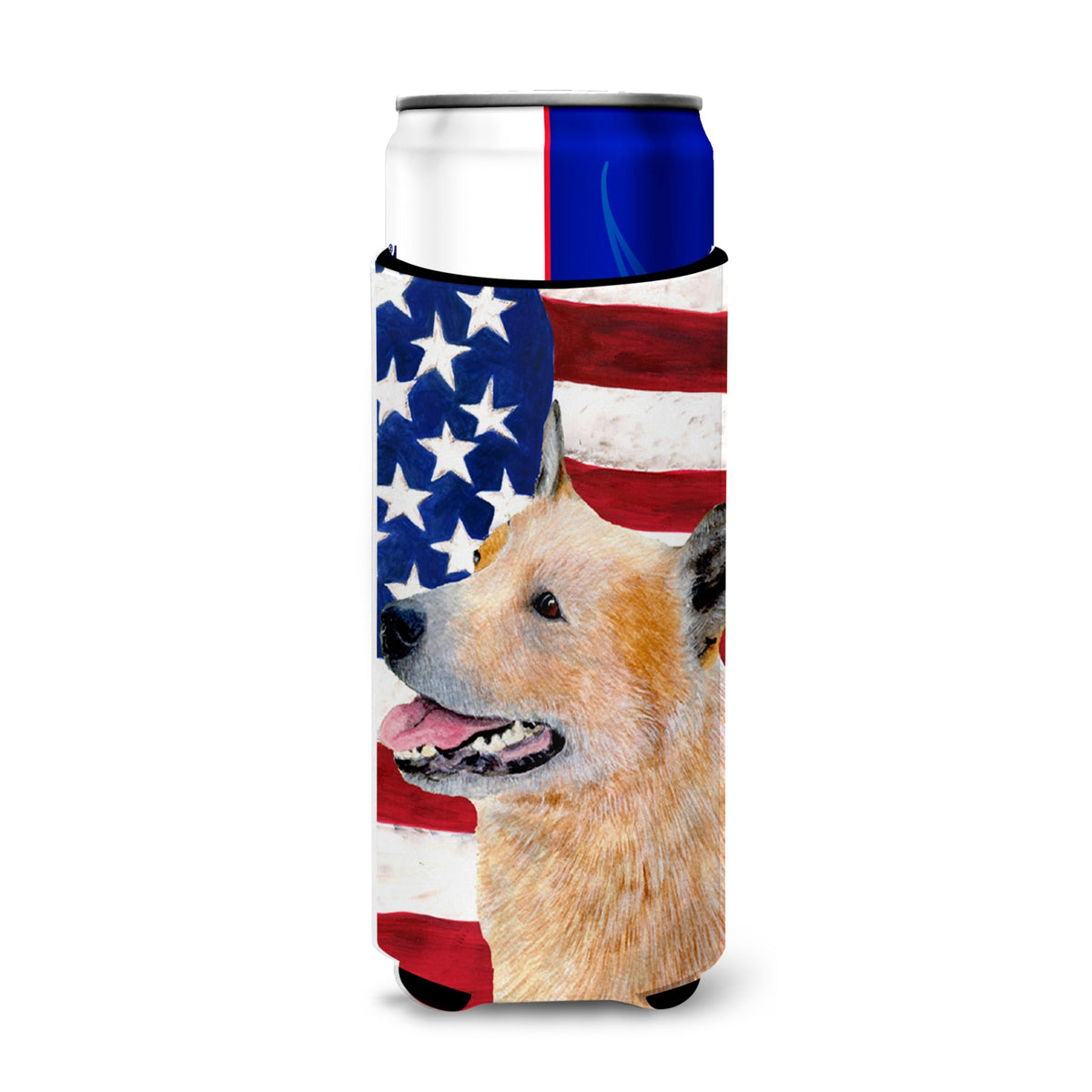 Usa American Flag With Australian Cattle Dog Ultra Hugger For Slim Cans