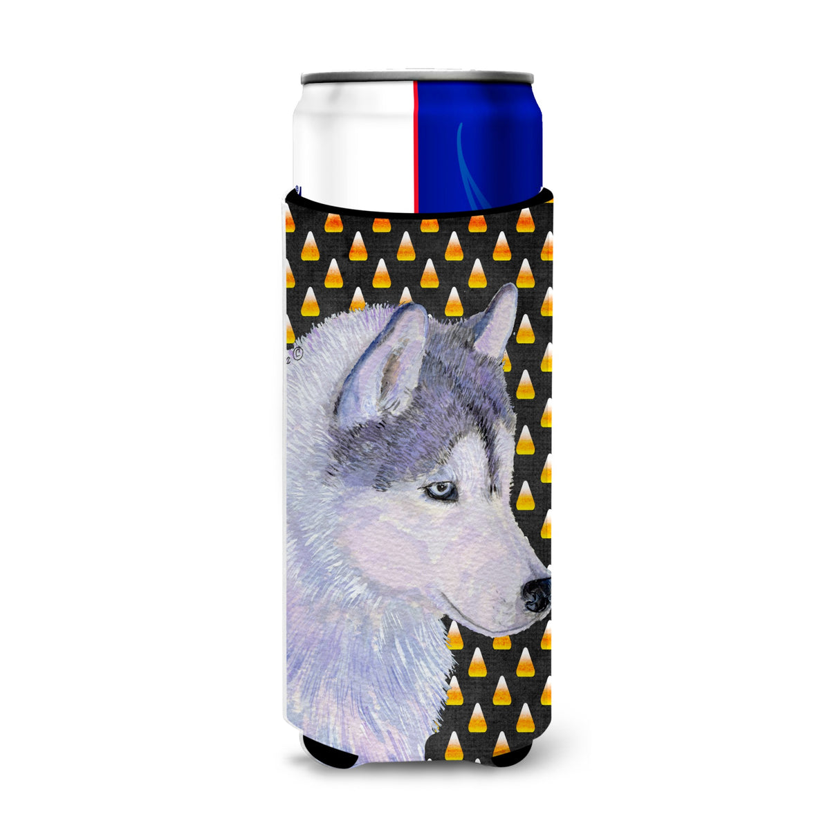 Siberian Husky Candy Corn Halloween Portrait Ultra Hugger For Slim Cans