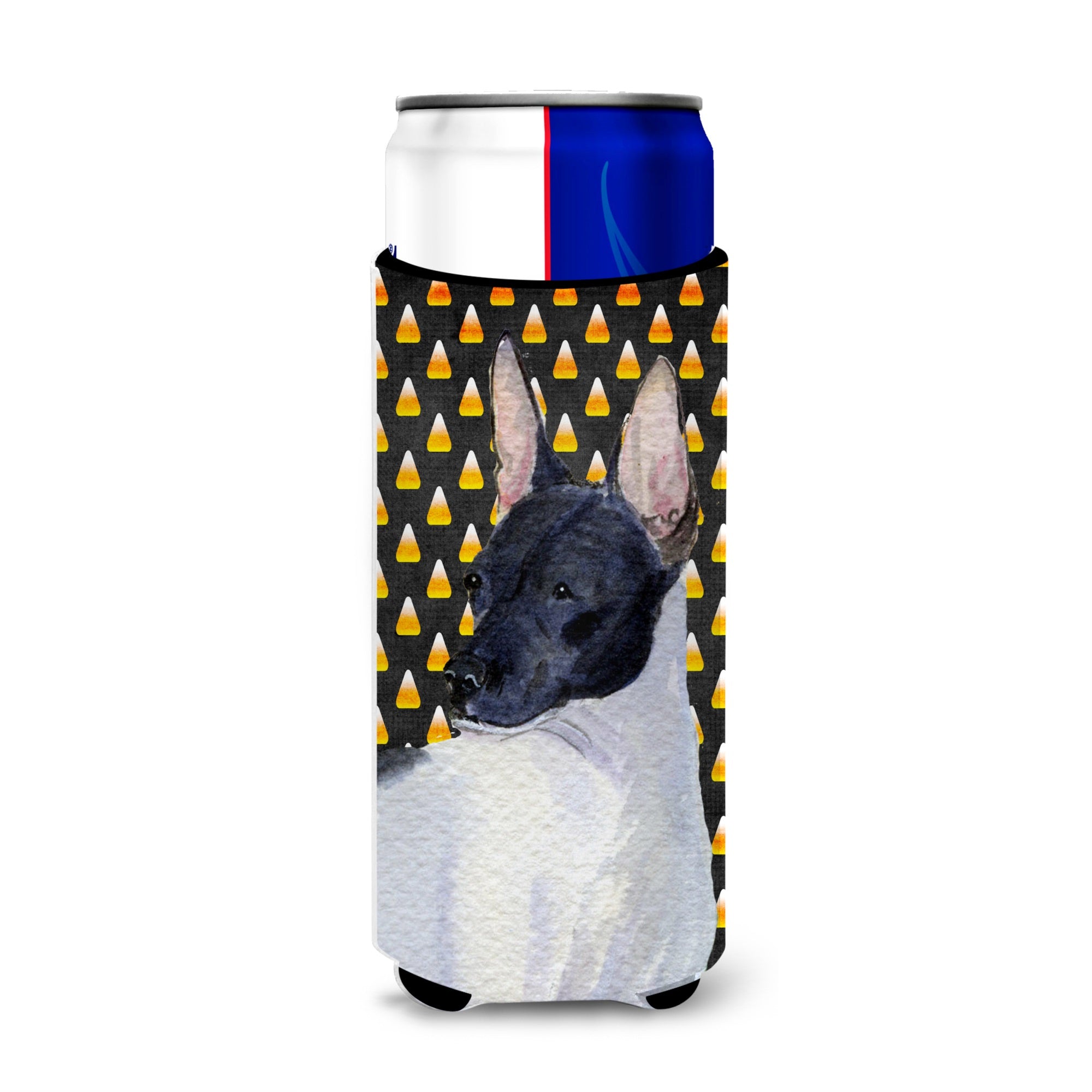 Rat Terrier Candy Corn Halloween Portrait Ultra Hugger For Slim Cans