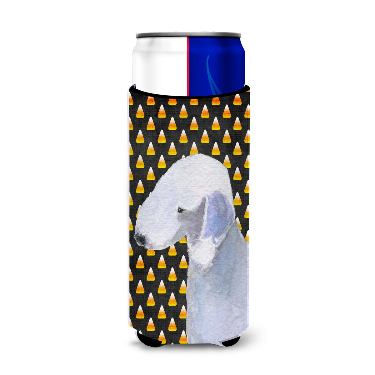 Bedlington Terrier Candy Corn Halloween Portrait Ultra Hugger For Slim Cans