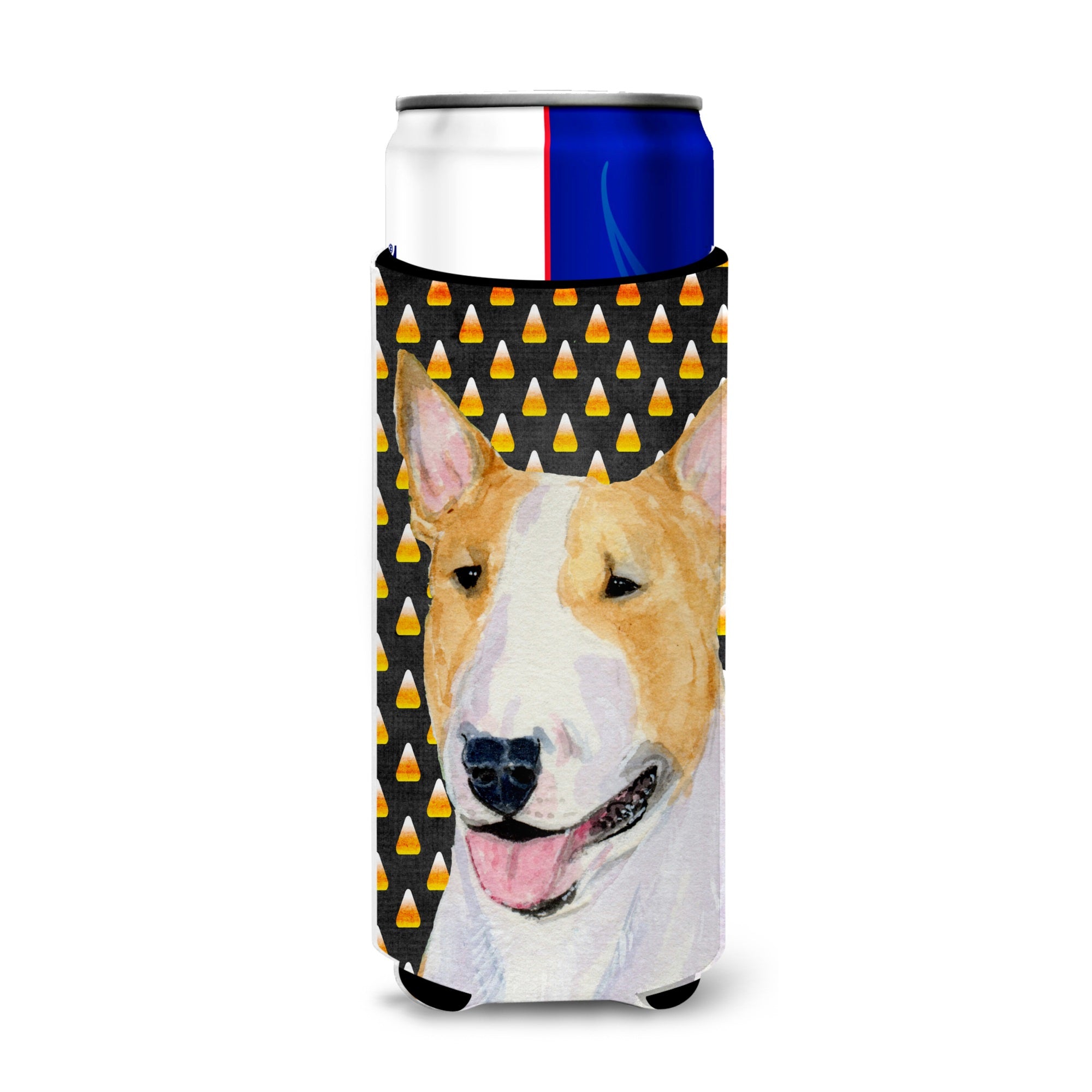 Bull Terrier Candy Corn Halloween Portrait Ultra Hugger For Slim Cans