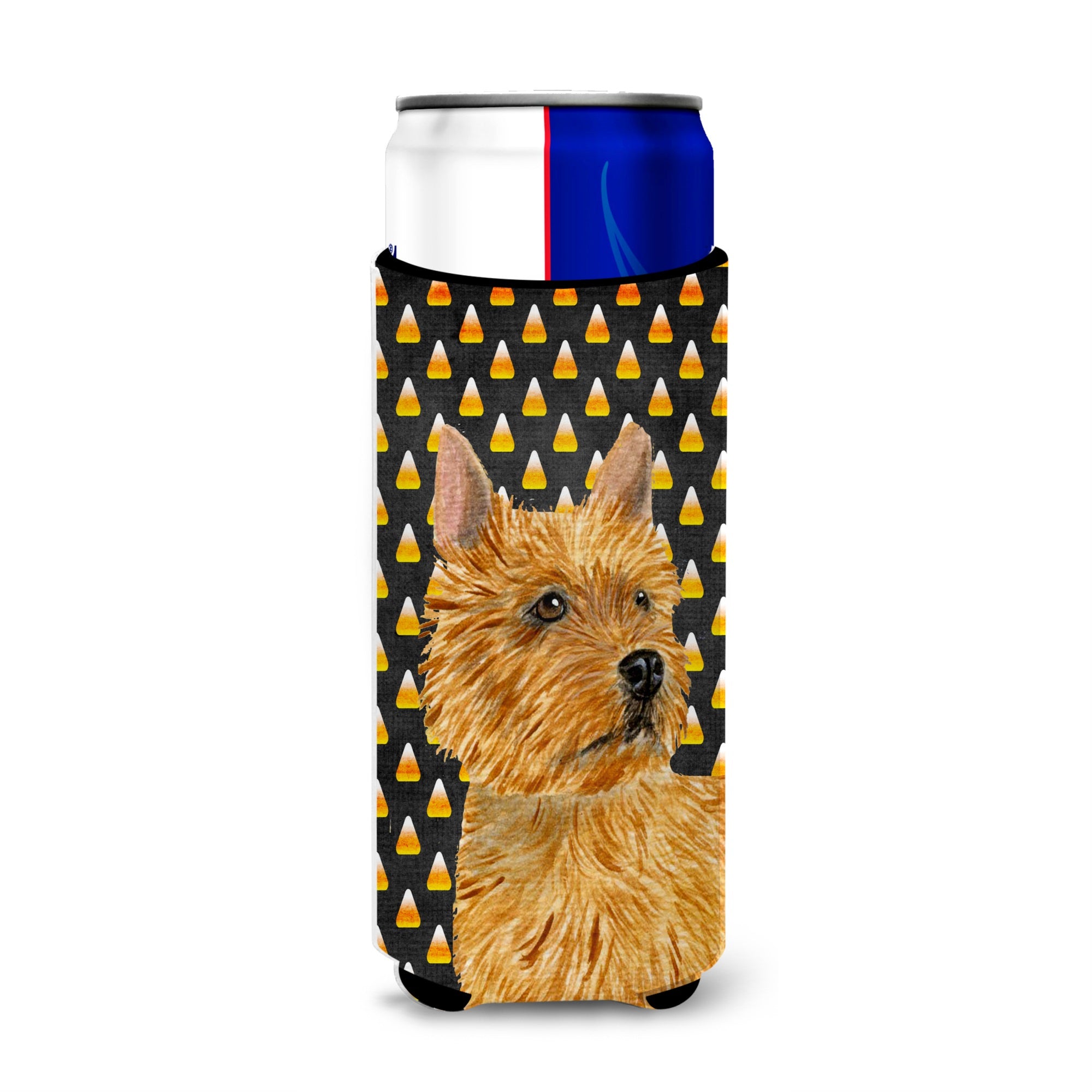 Norwich Terrier Candy Corn Halloween Portrait Ultra Hugger For Slim Cans