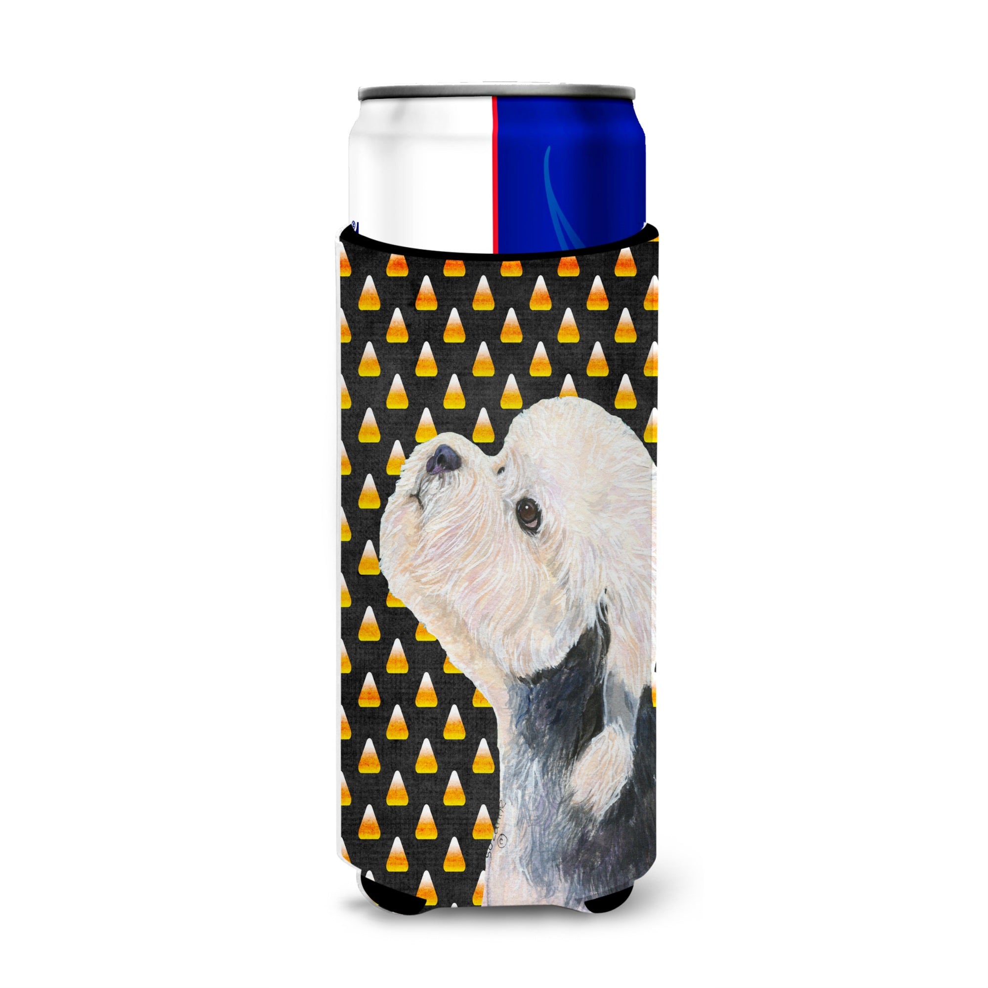 Dandie Dinmont Terrier Candy Corn Halloween Portrait Ultra Hugger For Slim Cans